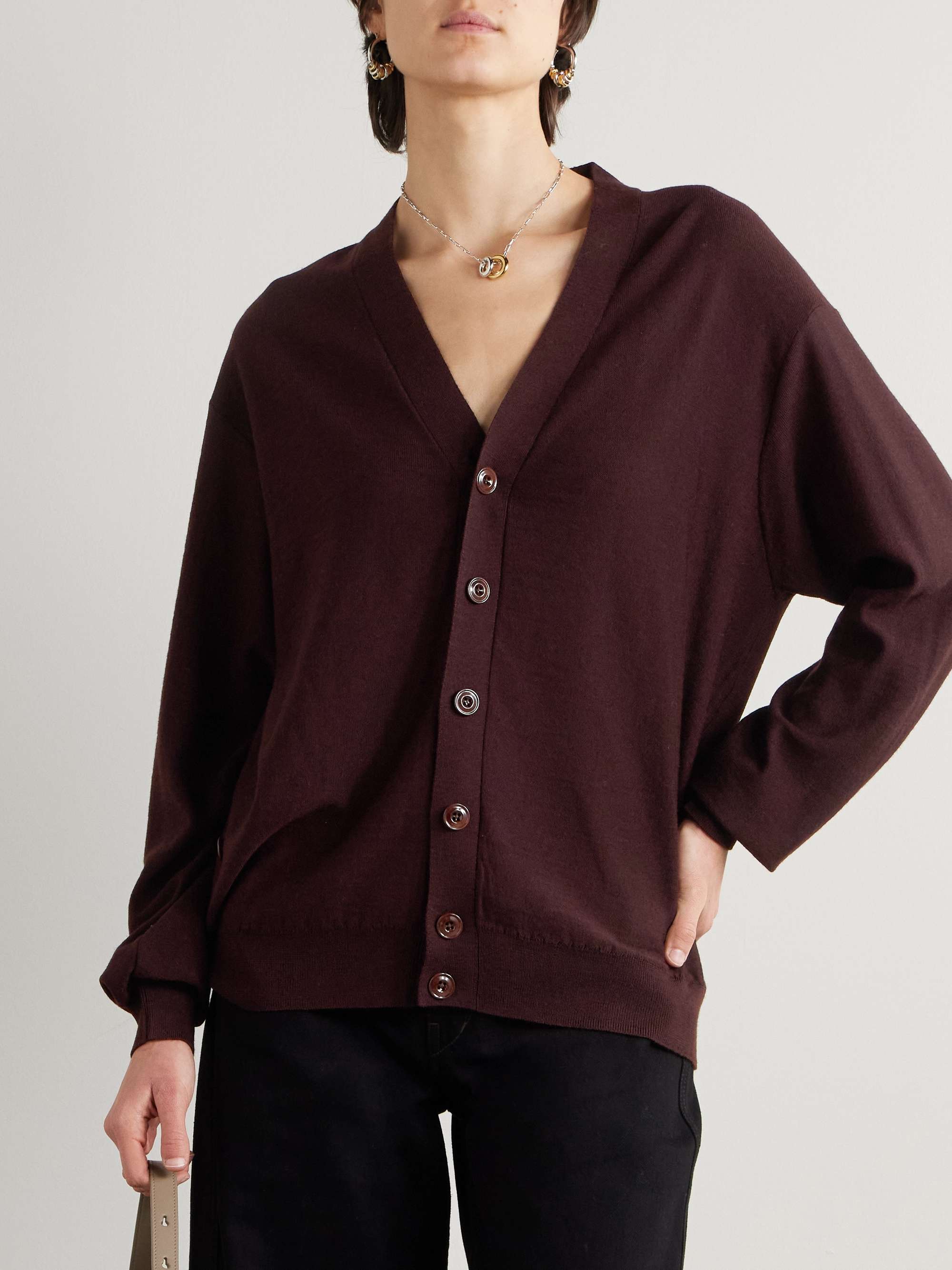Twisted convertible wool-blend cardigan view