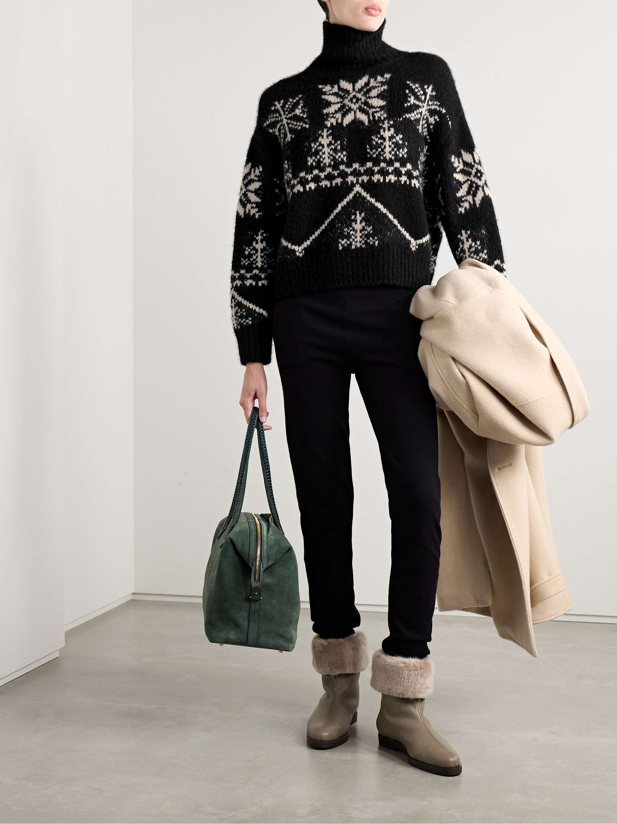 Meredith intarsia cashmere and silk-blend turtleneck sweater view