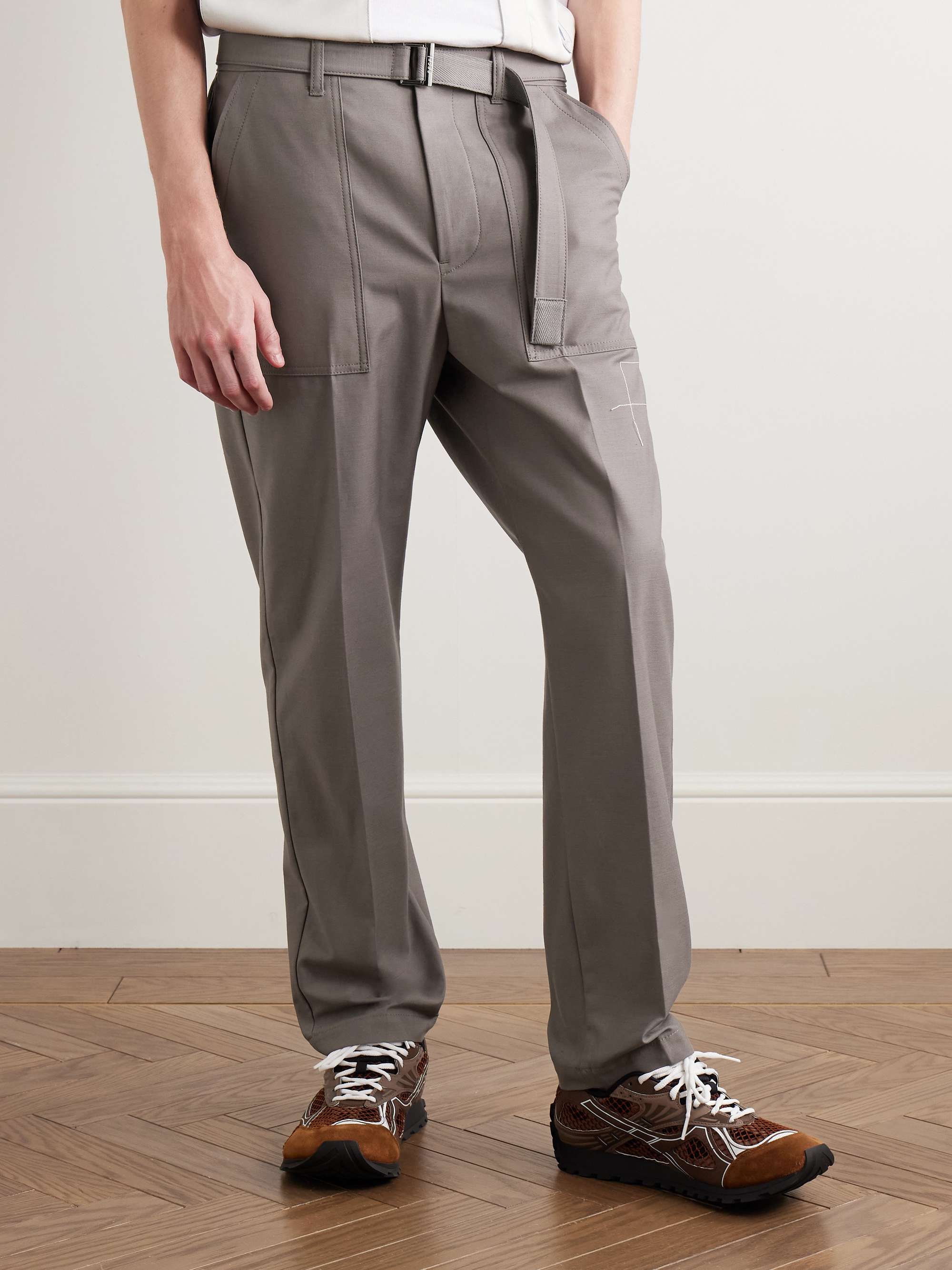 + WTAPS® Slim-Fit Straight-Leg Belted Embroidered Cotton Trousers view