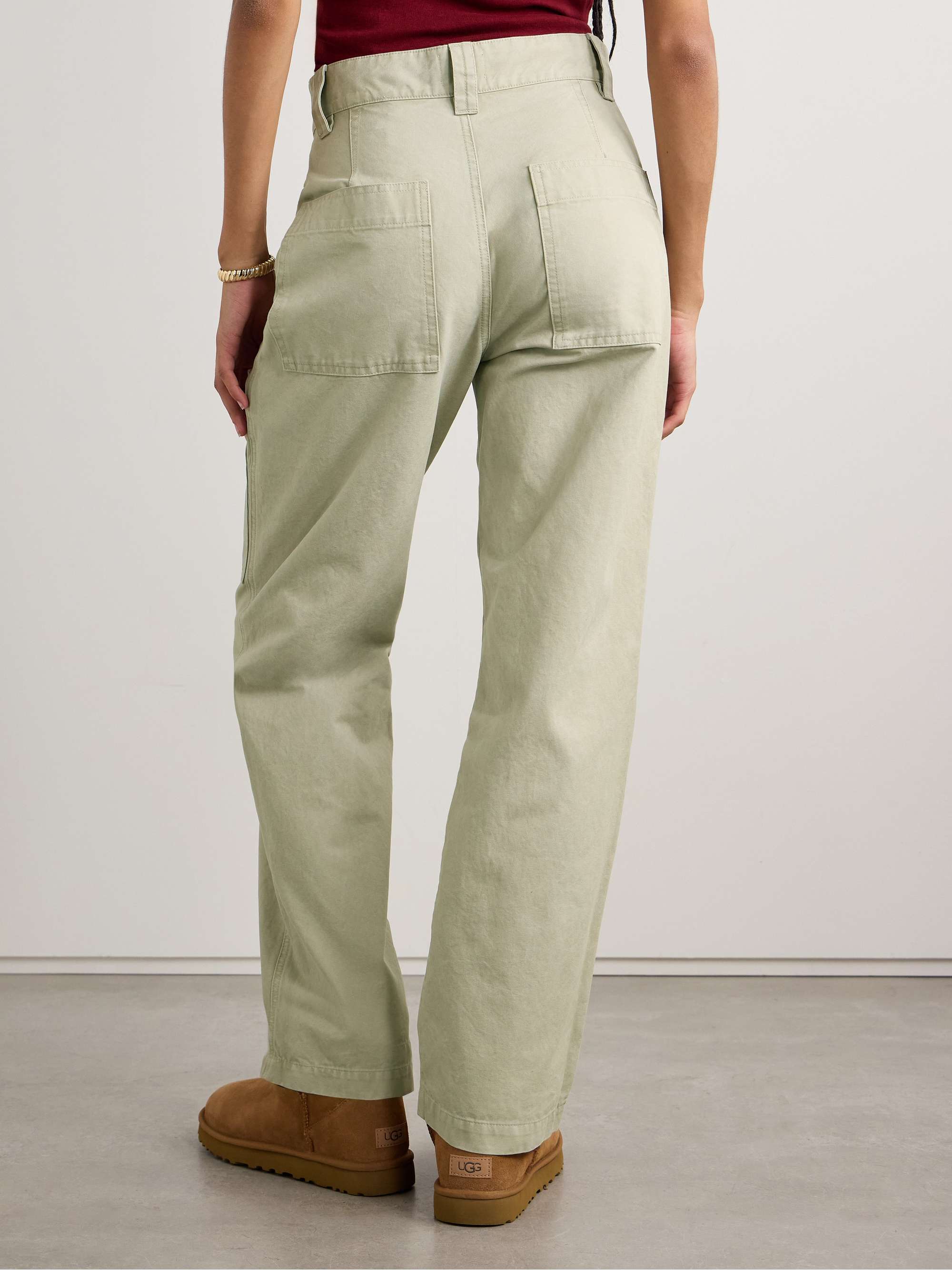 Kanna pleated cotton-canvas straight-leg cargo pants view