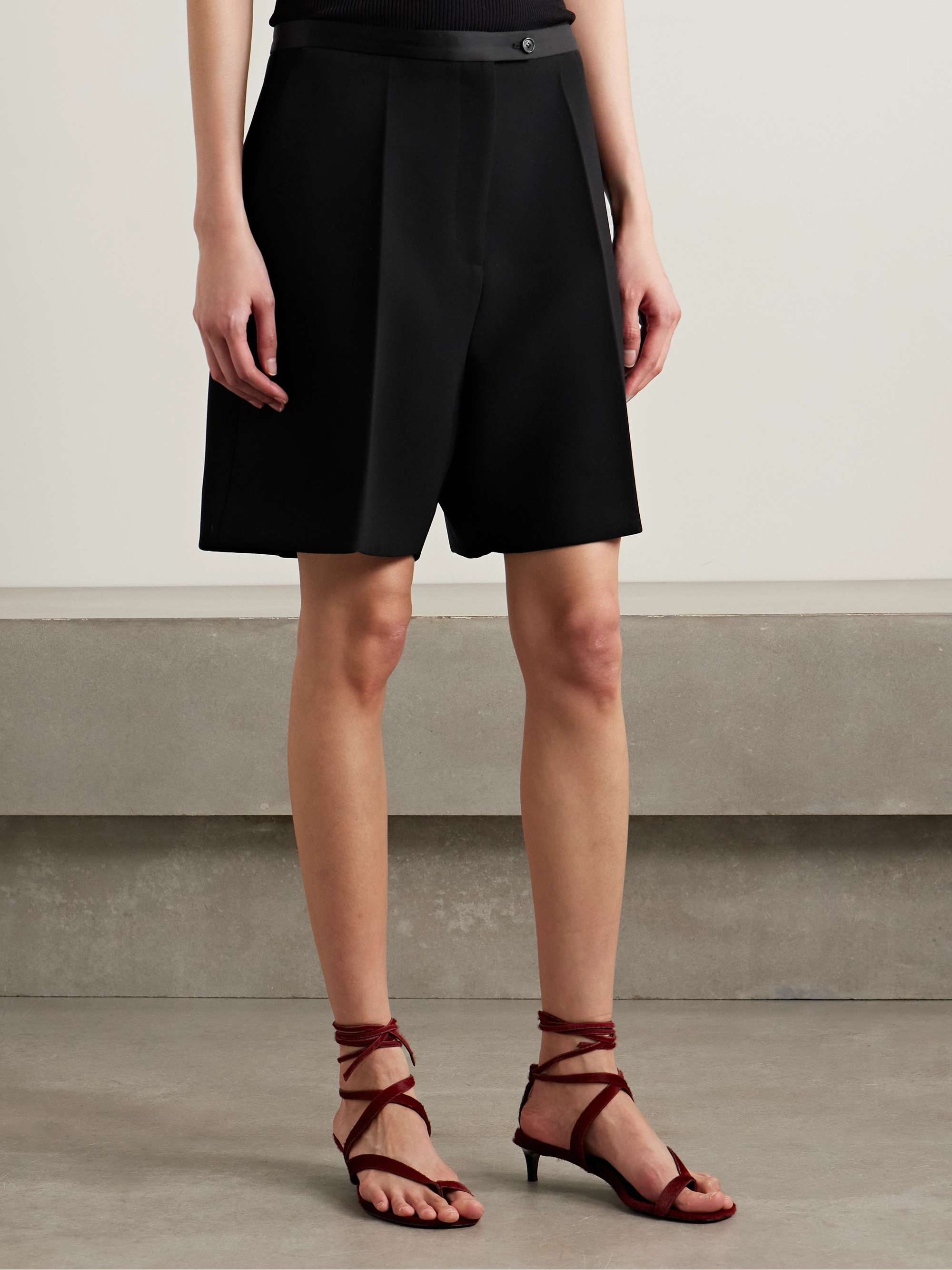 Micha satin-trimmed crepe shorts view