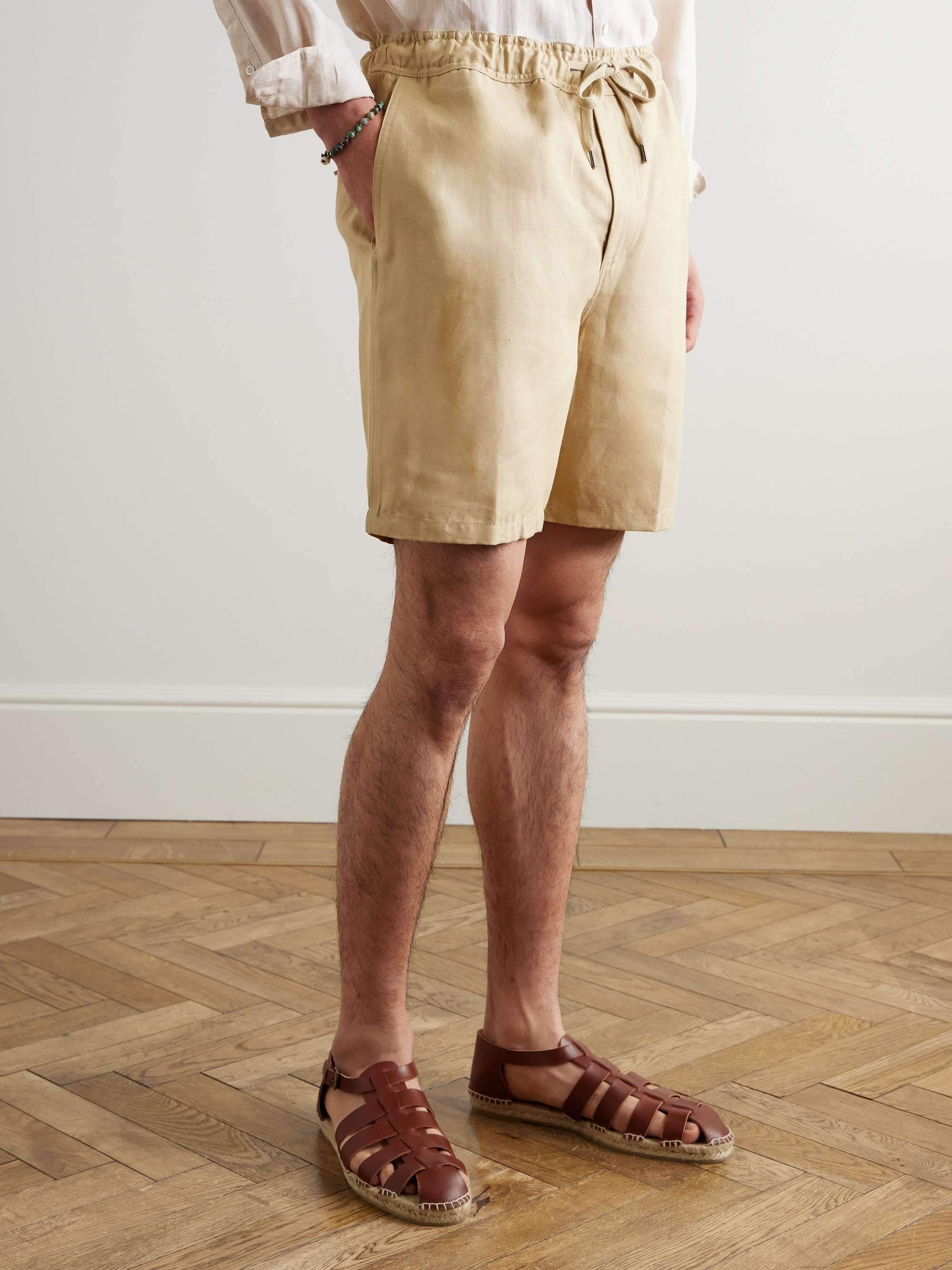 Sydney Straight-Leg Linen Drawstring Shorts view