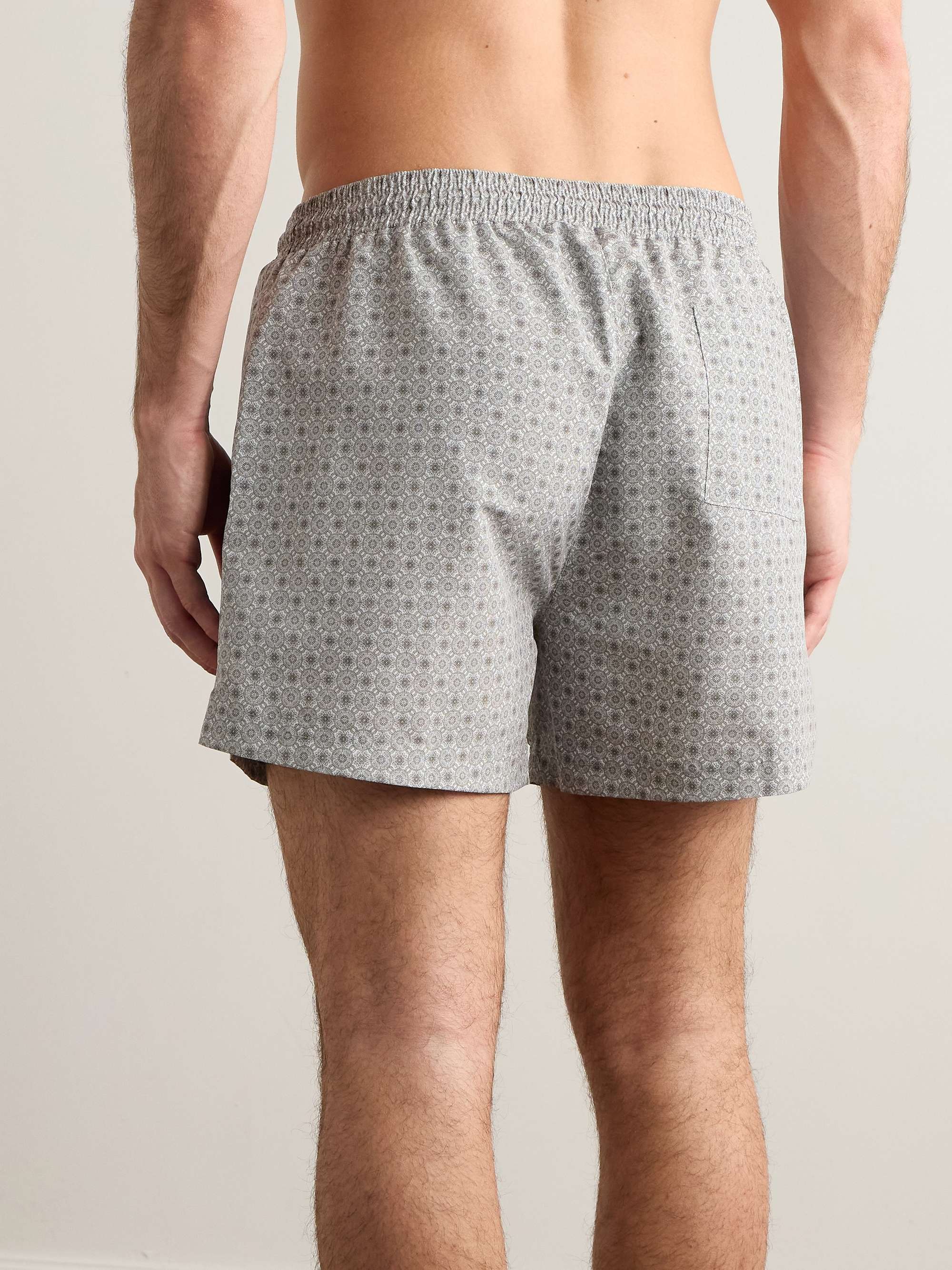 Straight-Leg Short-Length Logo-Embroidered Printed Swim Shorts view