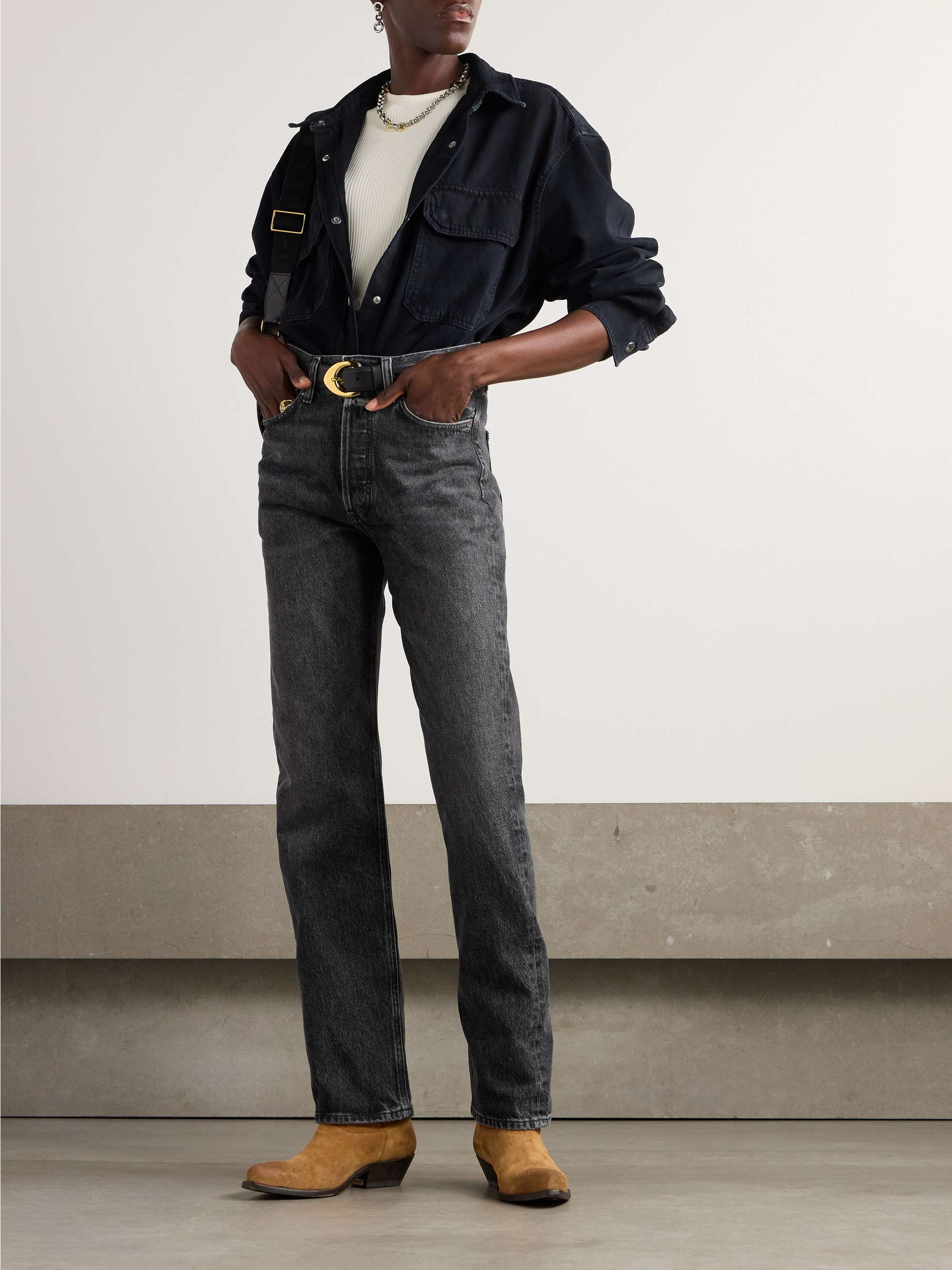Kelly high-rise straight-leg organic jeans view