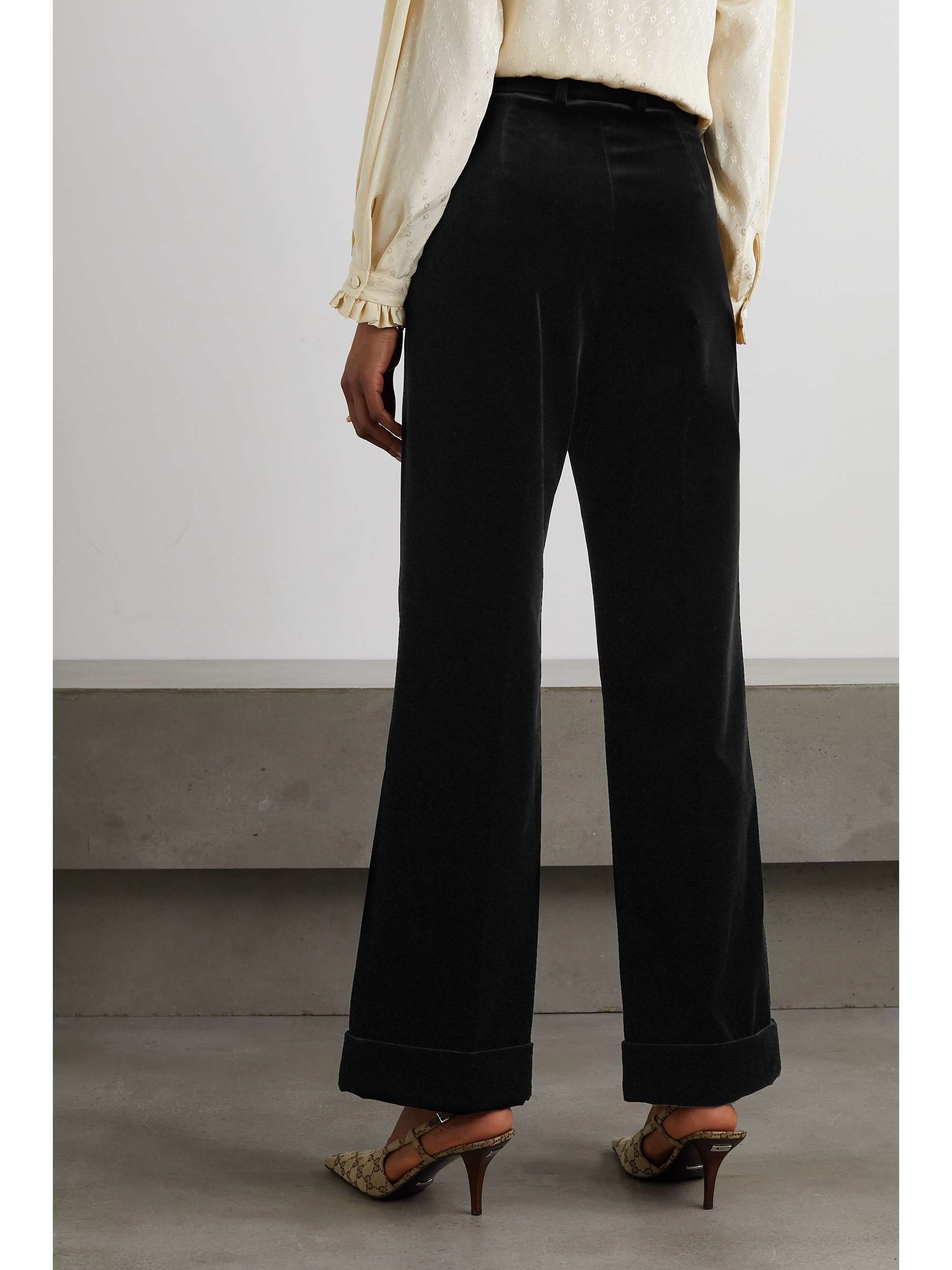 Cotton-blend velvet straight-leg pants view