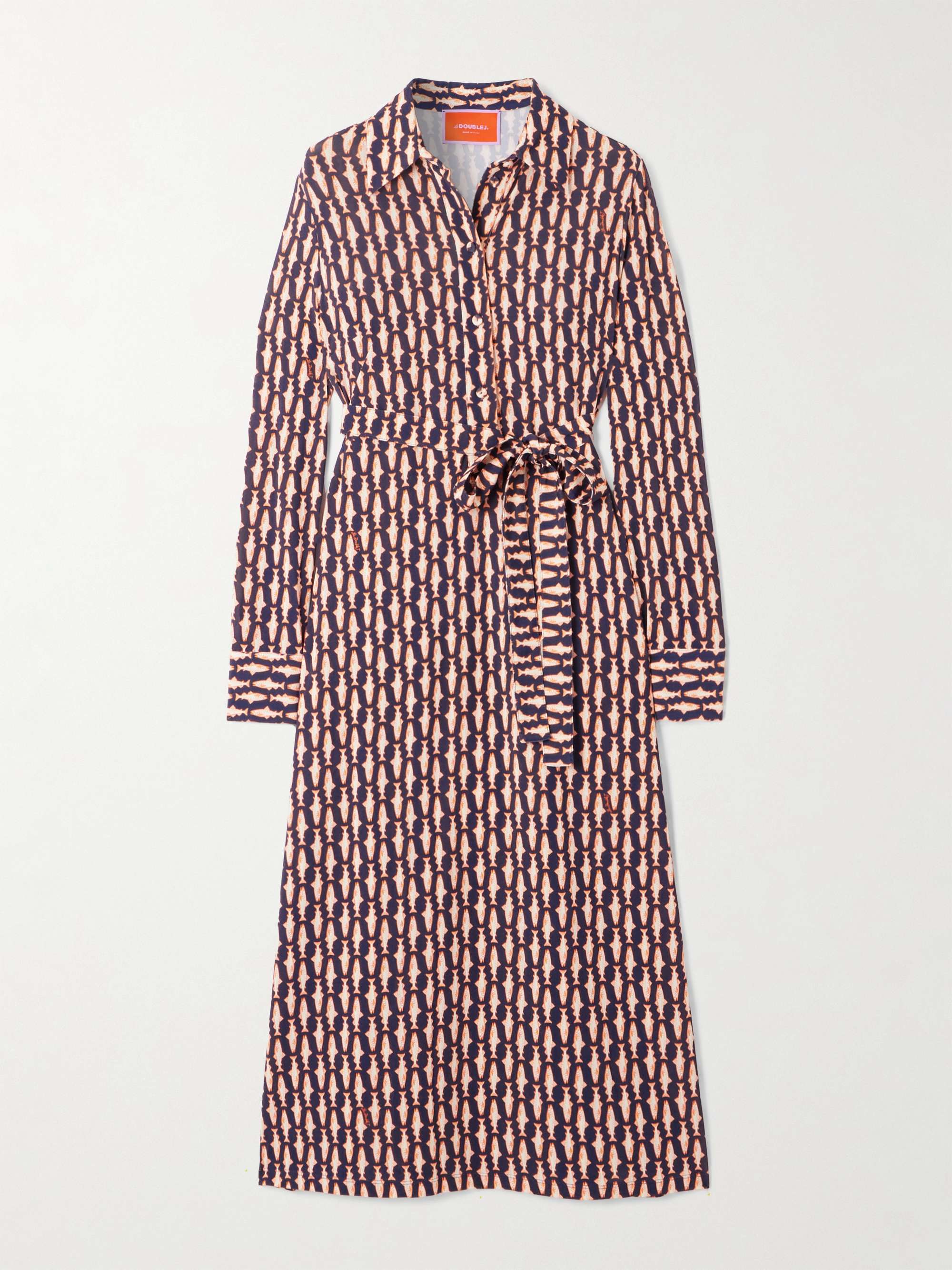 Perry Street belted printed jersey midi shirt dress view