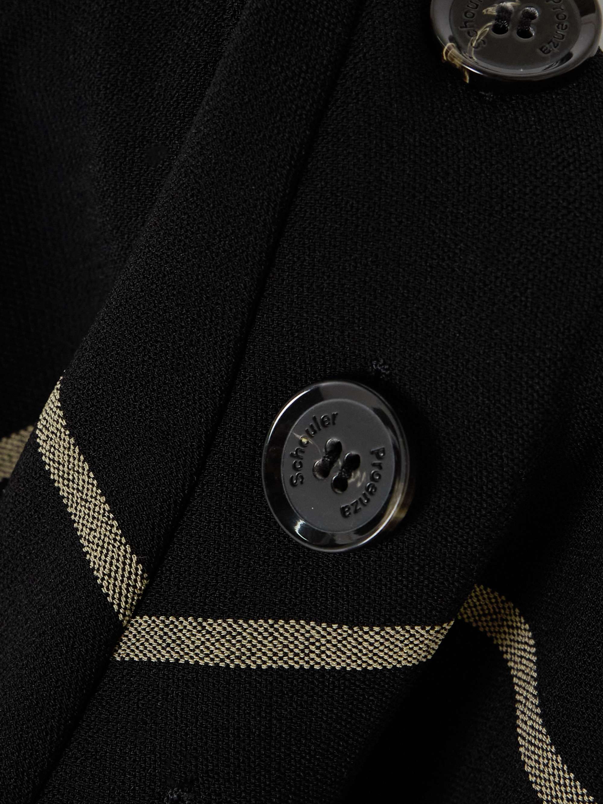 Sutton button-detailed asymmetric paneled striped crepe top view