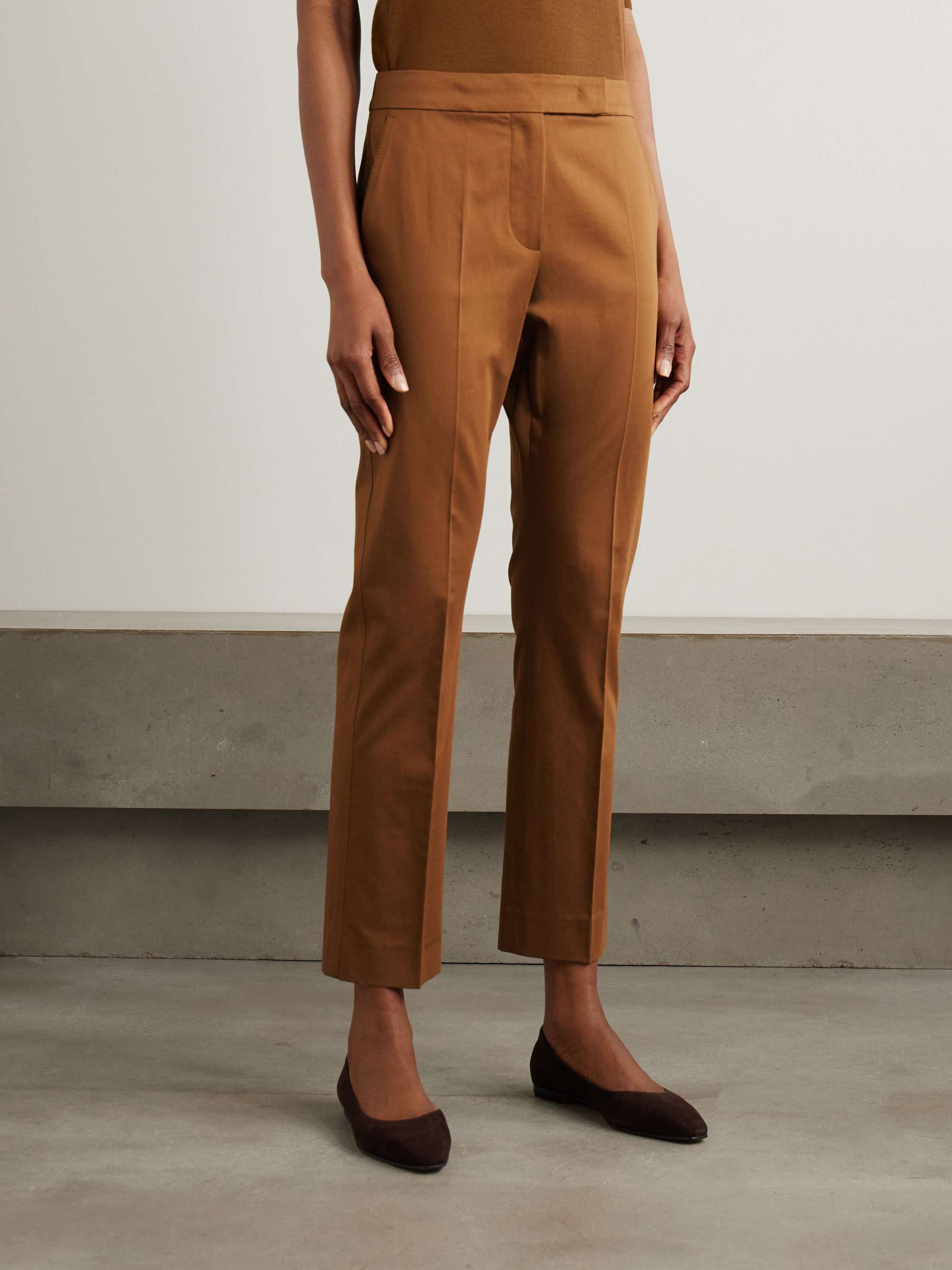 Okra cotton-blend straight-leg pants view