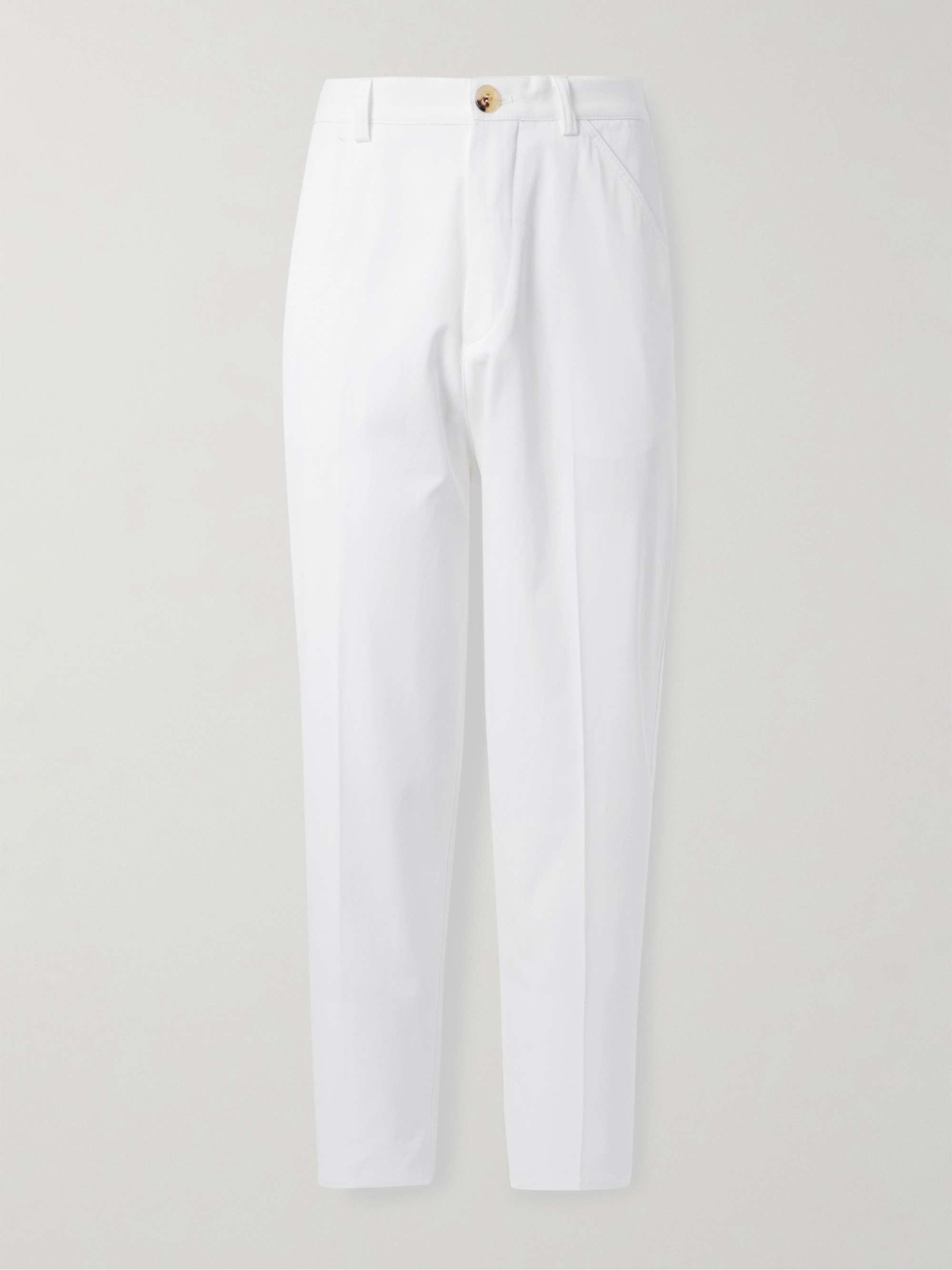 Straight-Leg Pleated Cotton Trousers view