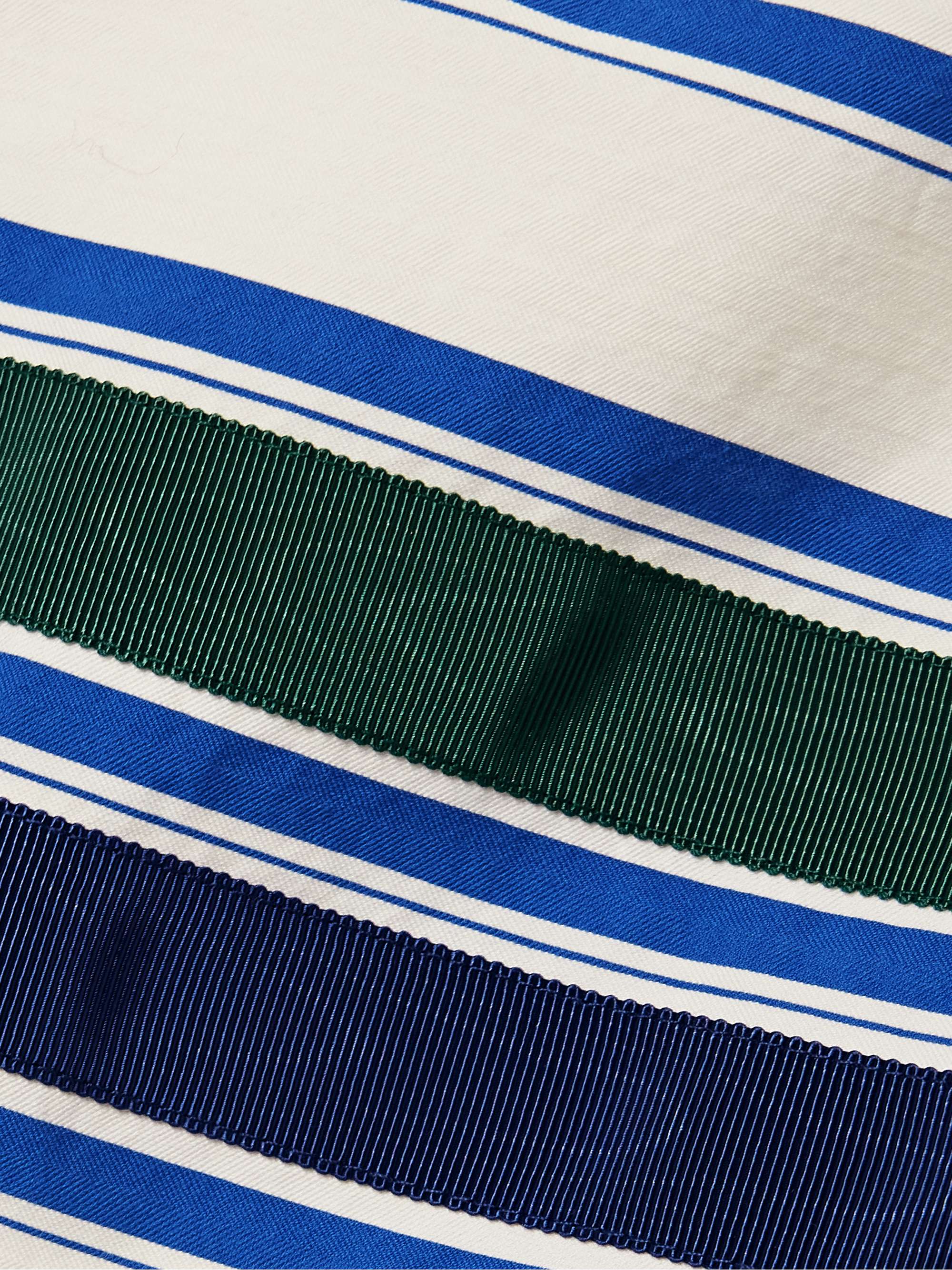 Ribbon grosgrain-trimmed striped herringbone cotton-blend midi skirt view
