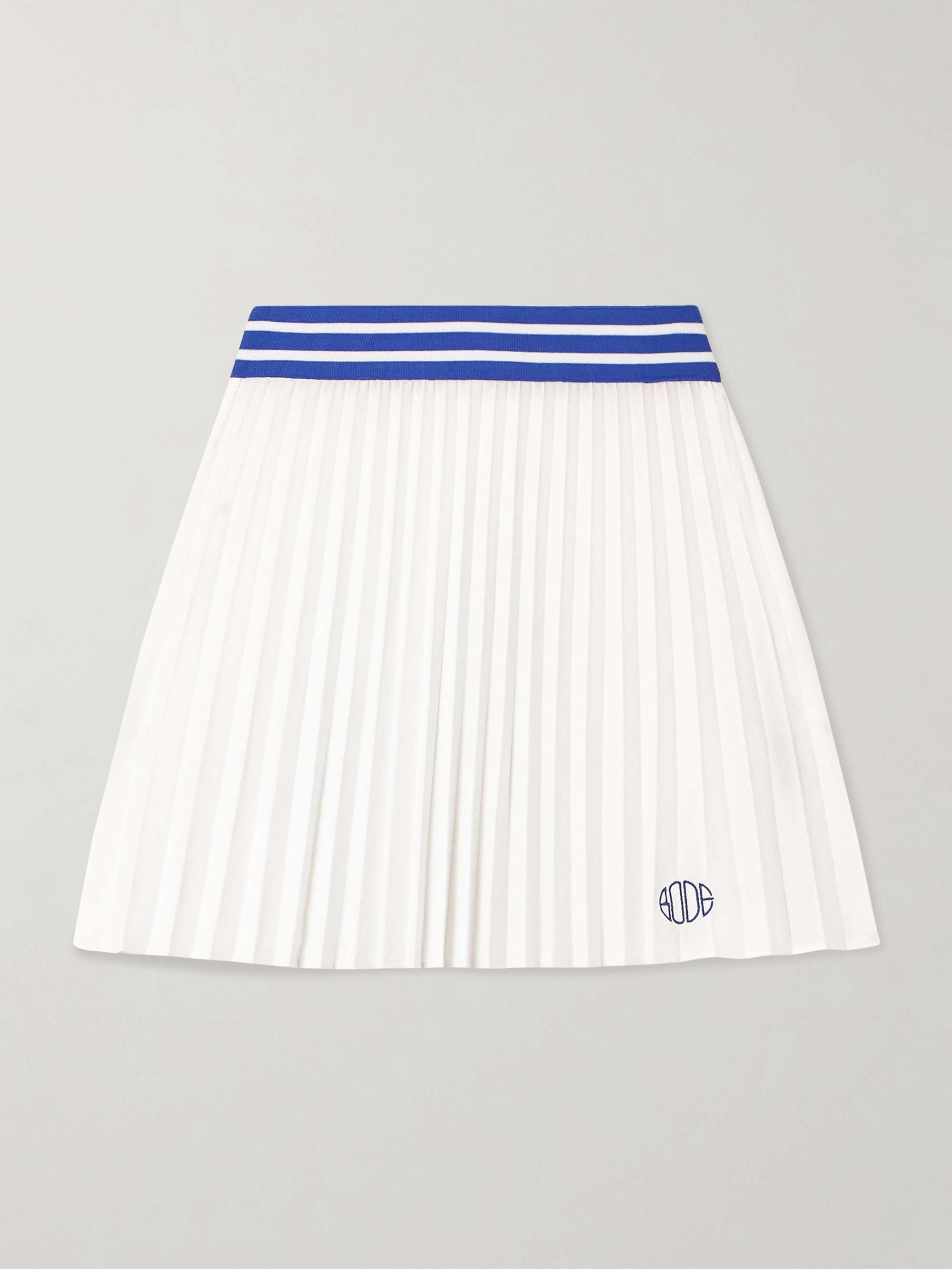 Pleated embroidered striped jersey mini skirt view
