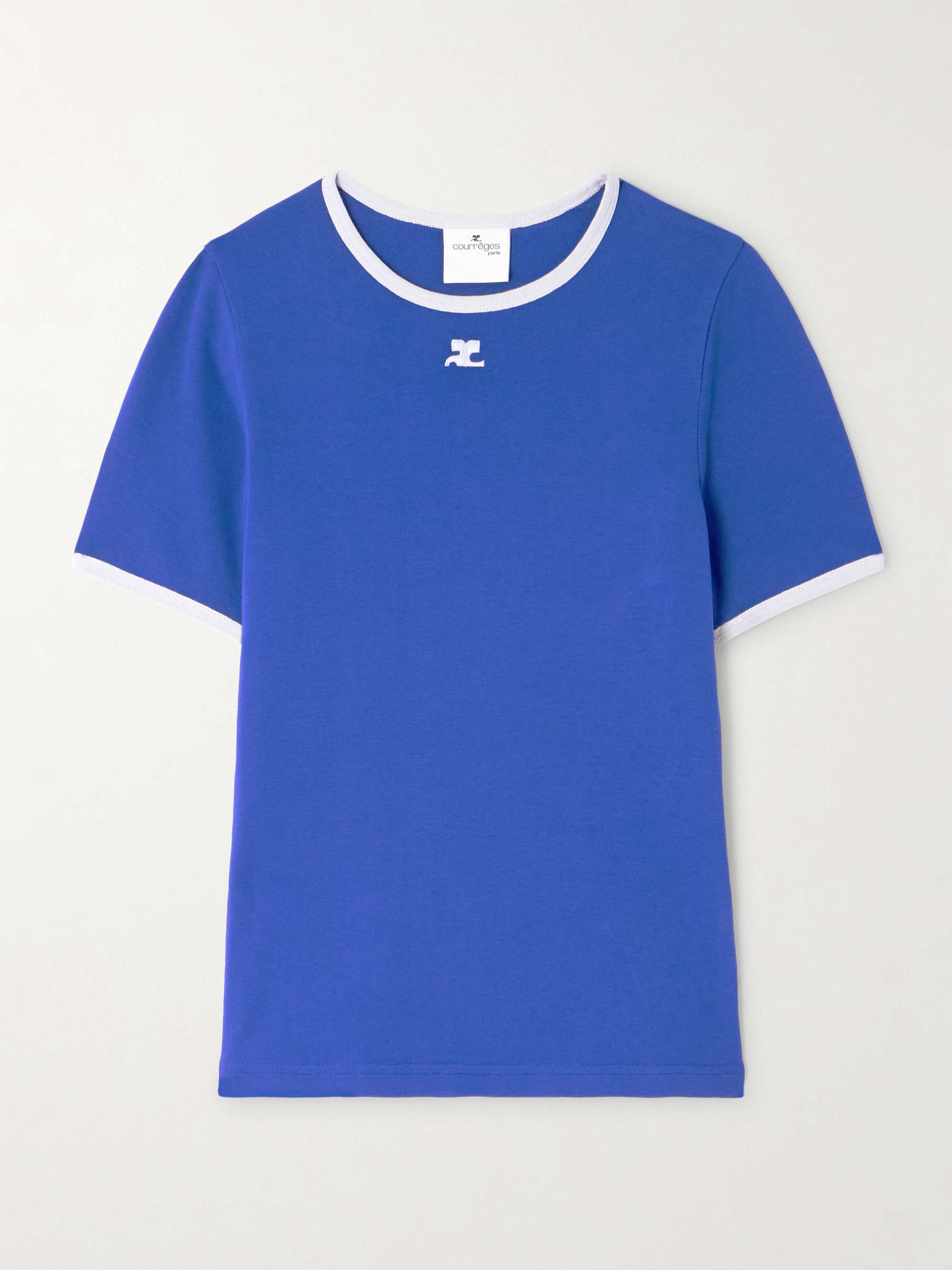 Cropped embroidered cotton-jersey T-shirt view