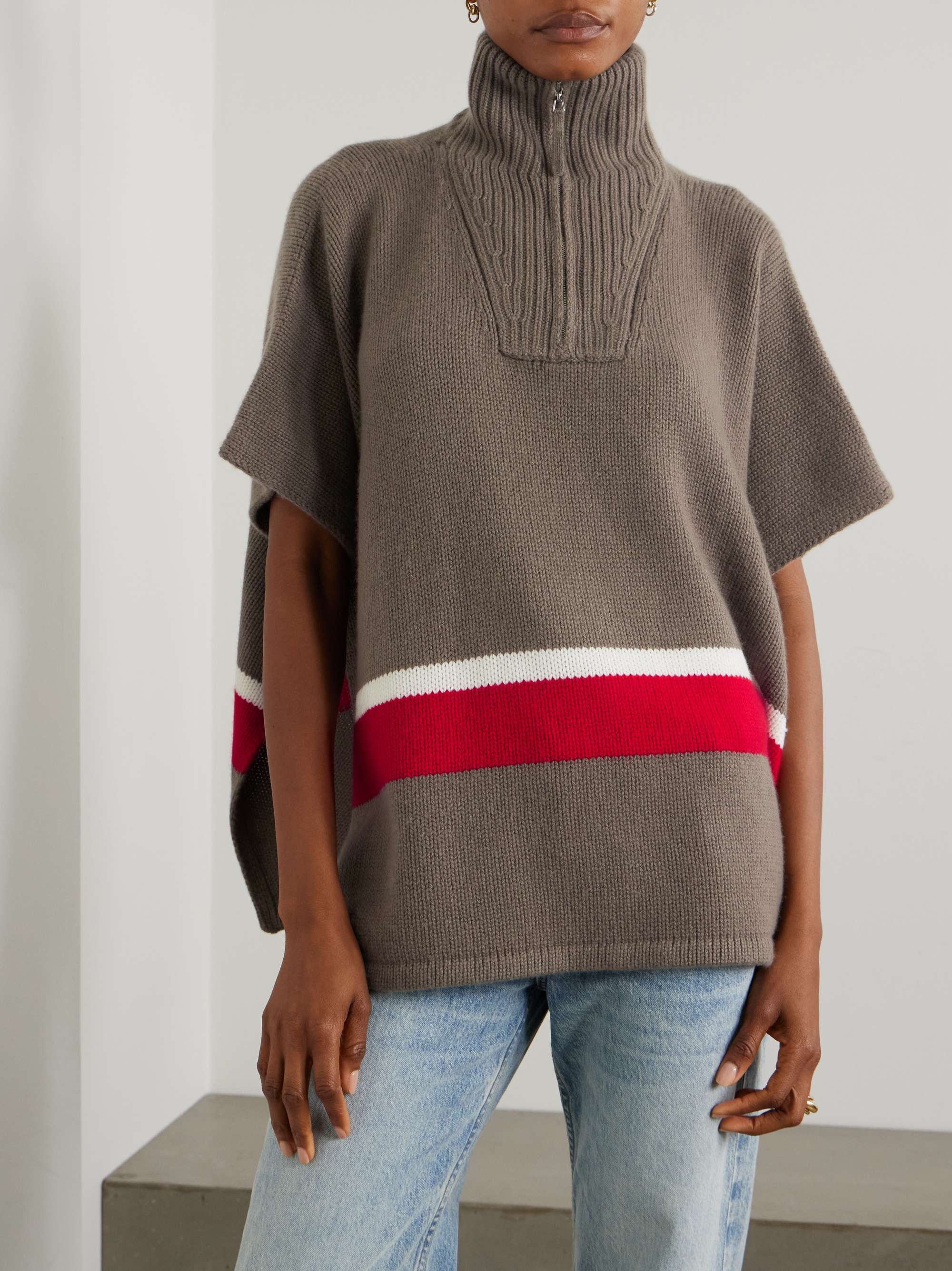Mona striped cashmere poncho view
