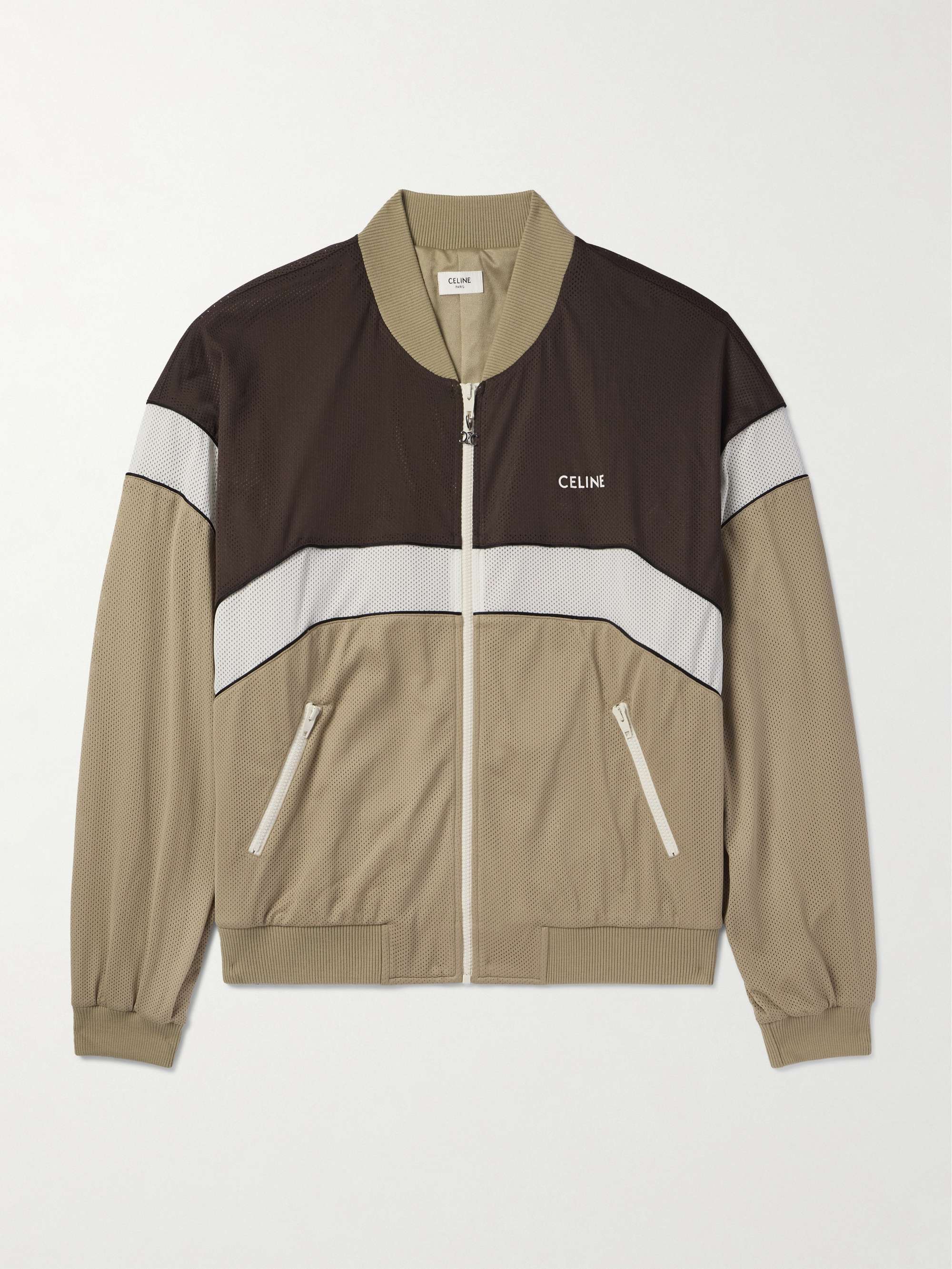 Logo-Print Colour-Block Mesh Track Jacket view