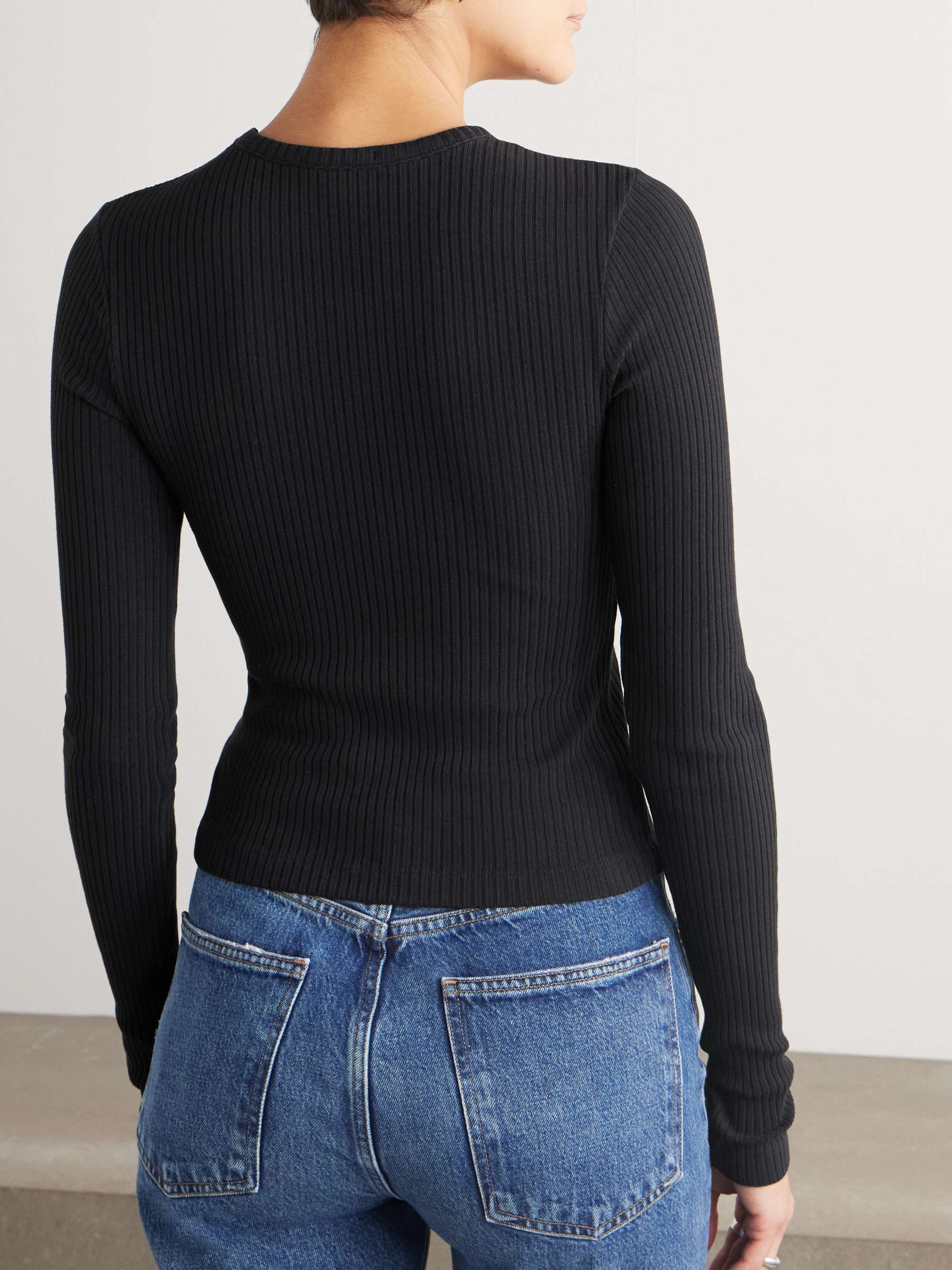 Alma ribbed stretch organic cotton top view