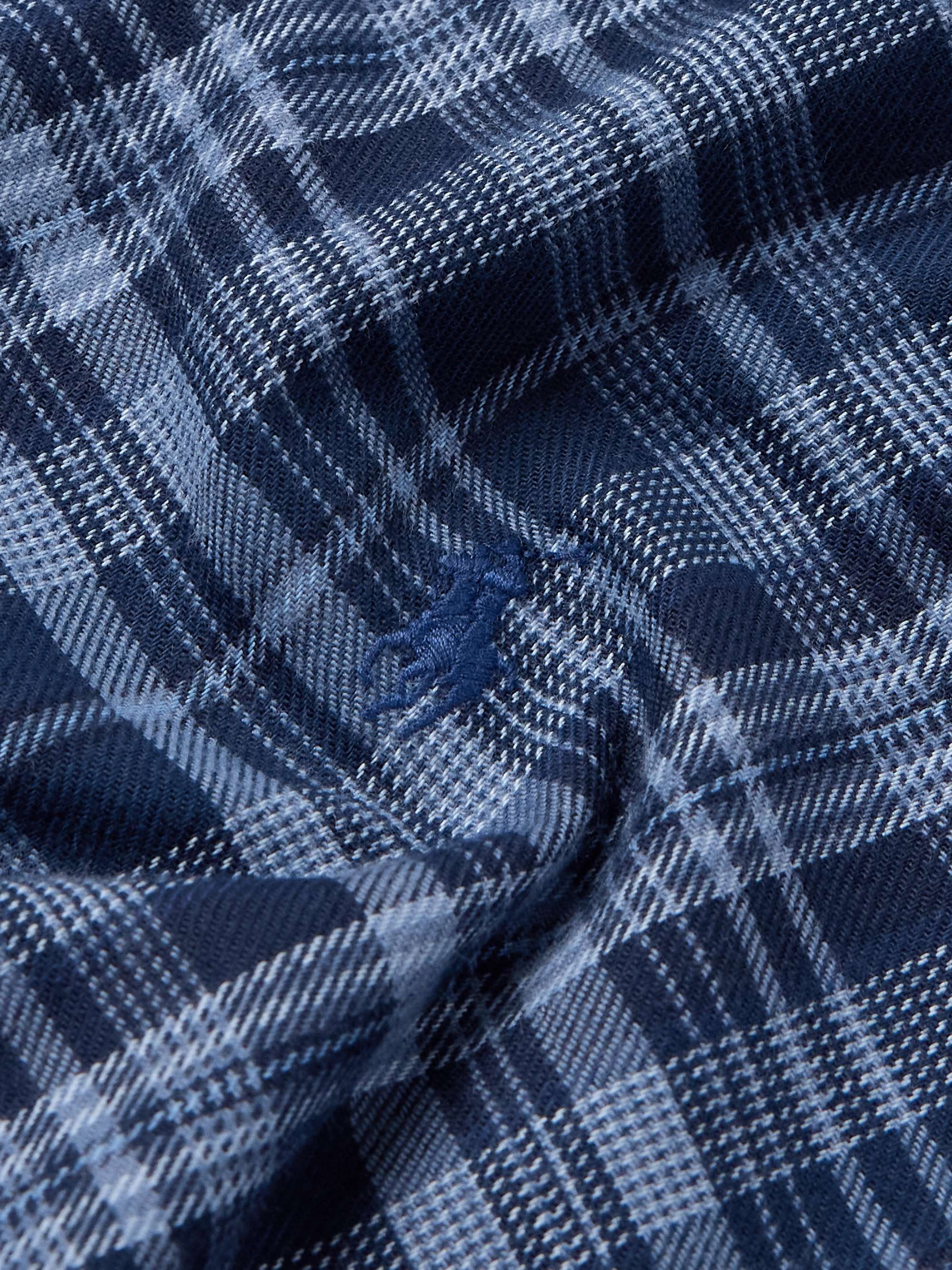 Button-Down Collar Logo-Embroidered Checked Cotton-Blend Flannel Shirt view