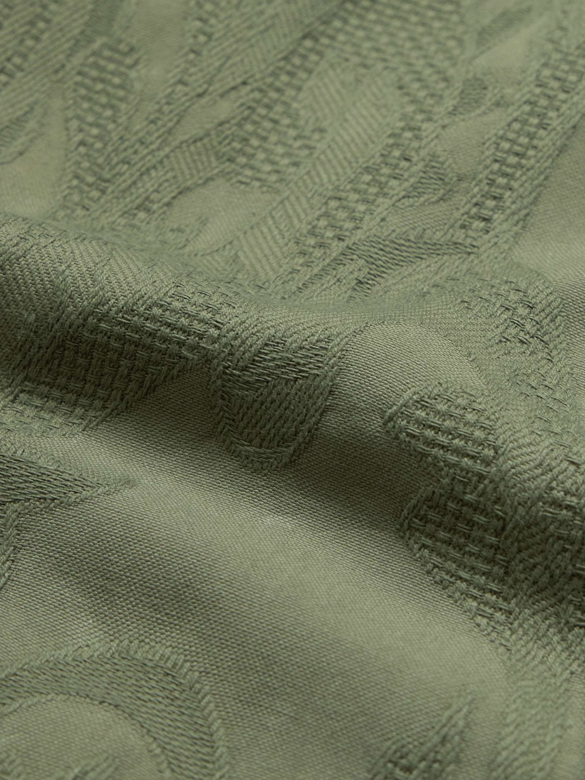 Convertible-Collar Paisley-Jacquard Cotton Shirt view