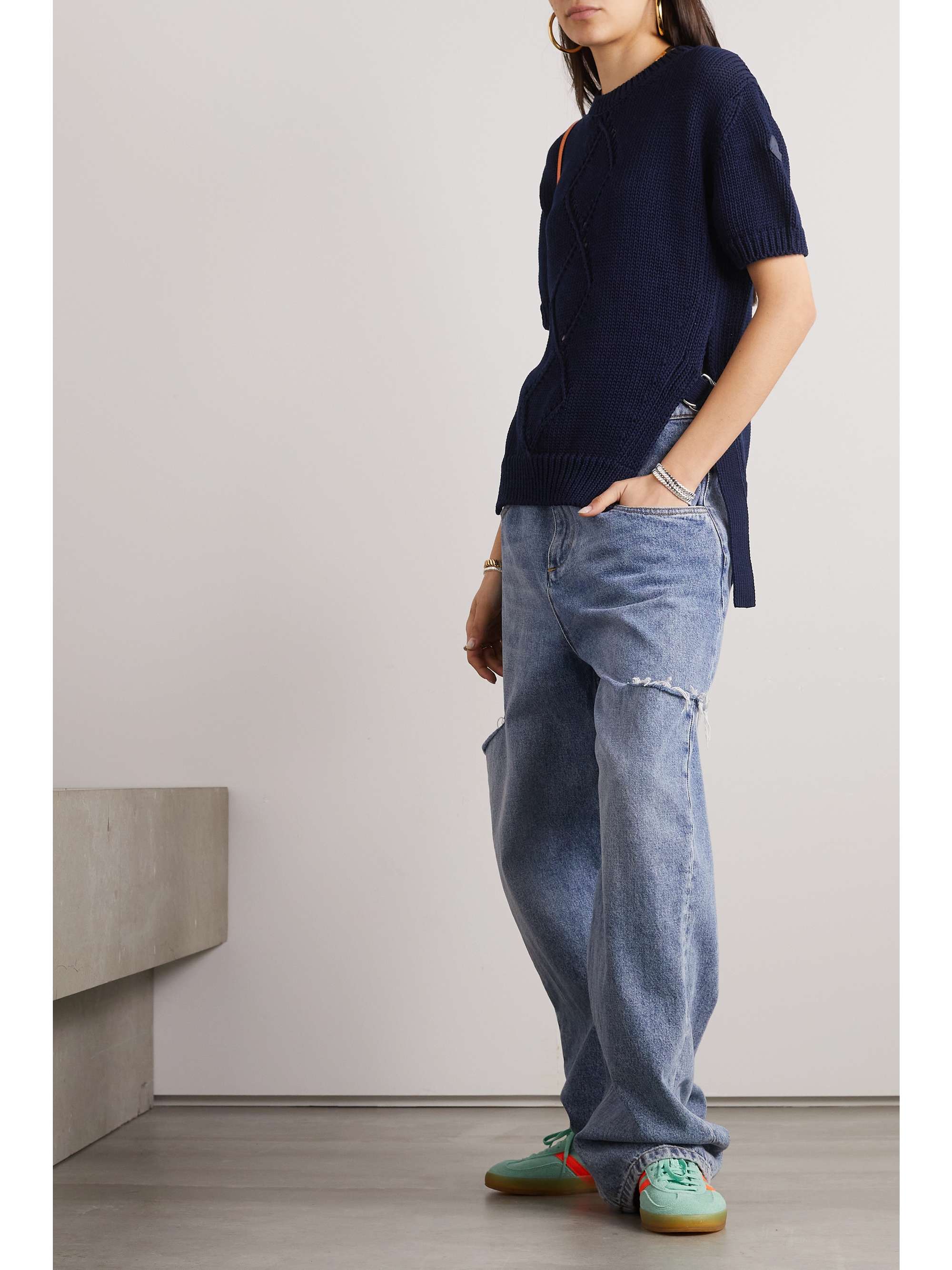 Cutout ribbed cotton T-shirt view