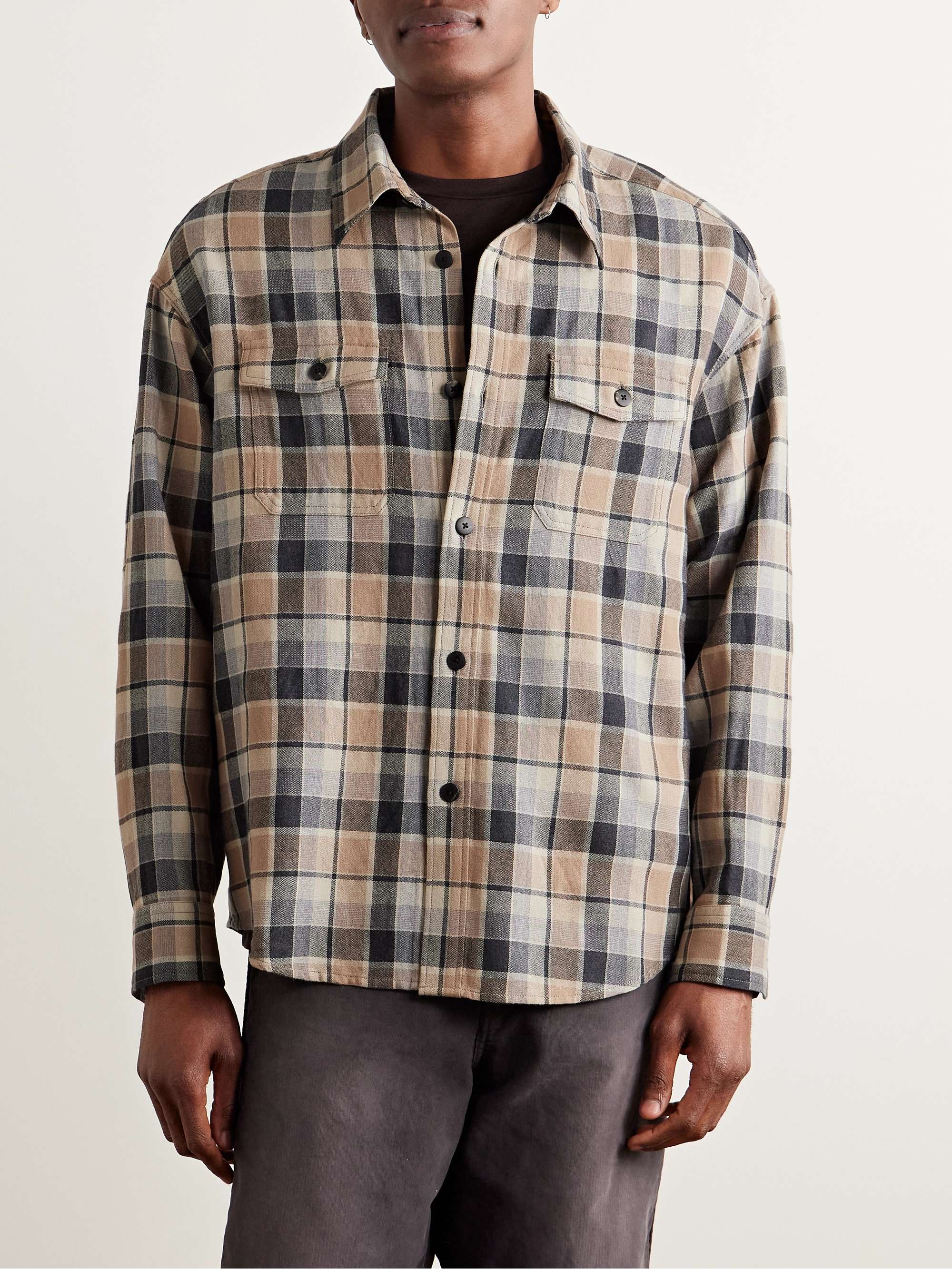 Checked Wool and Linen-Blend Shirt view