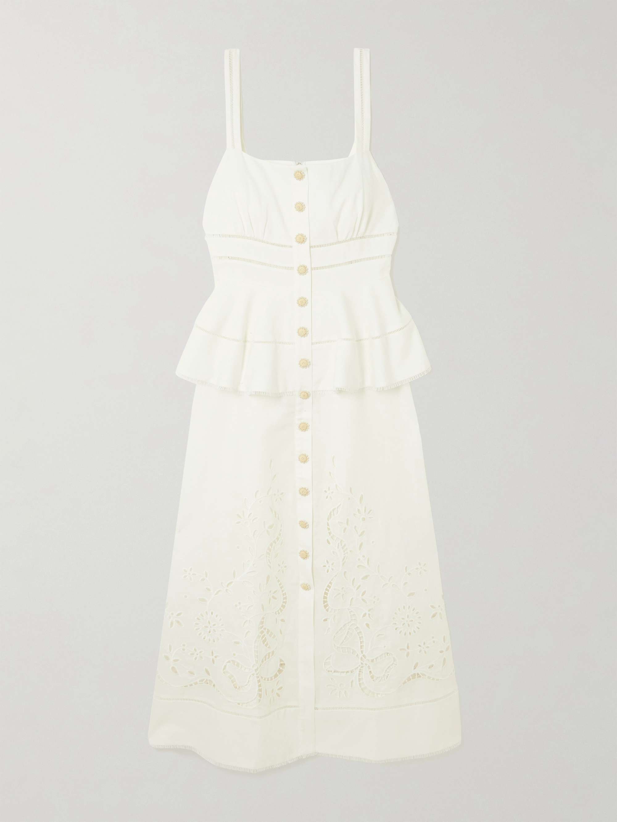 Embellished broderie anglaise linen and cotton-blend midi dress view