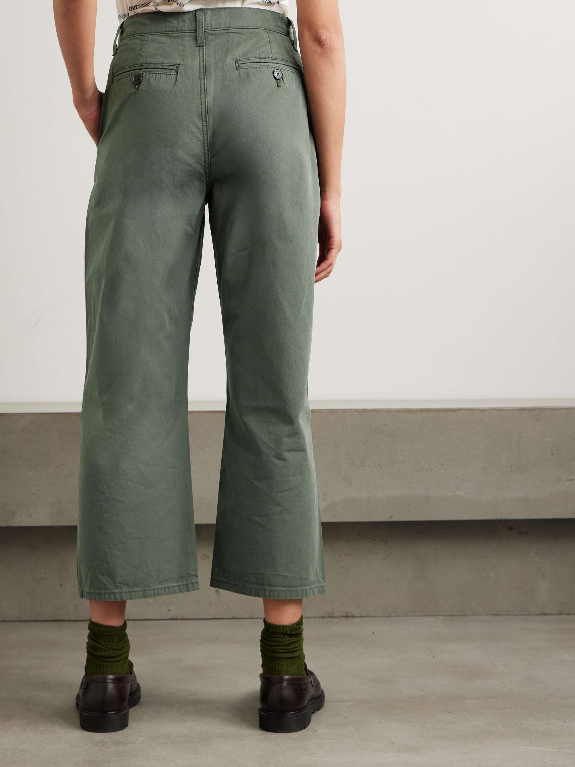 Cropped cotton-twill wide-leg pants view