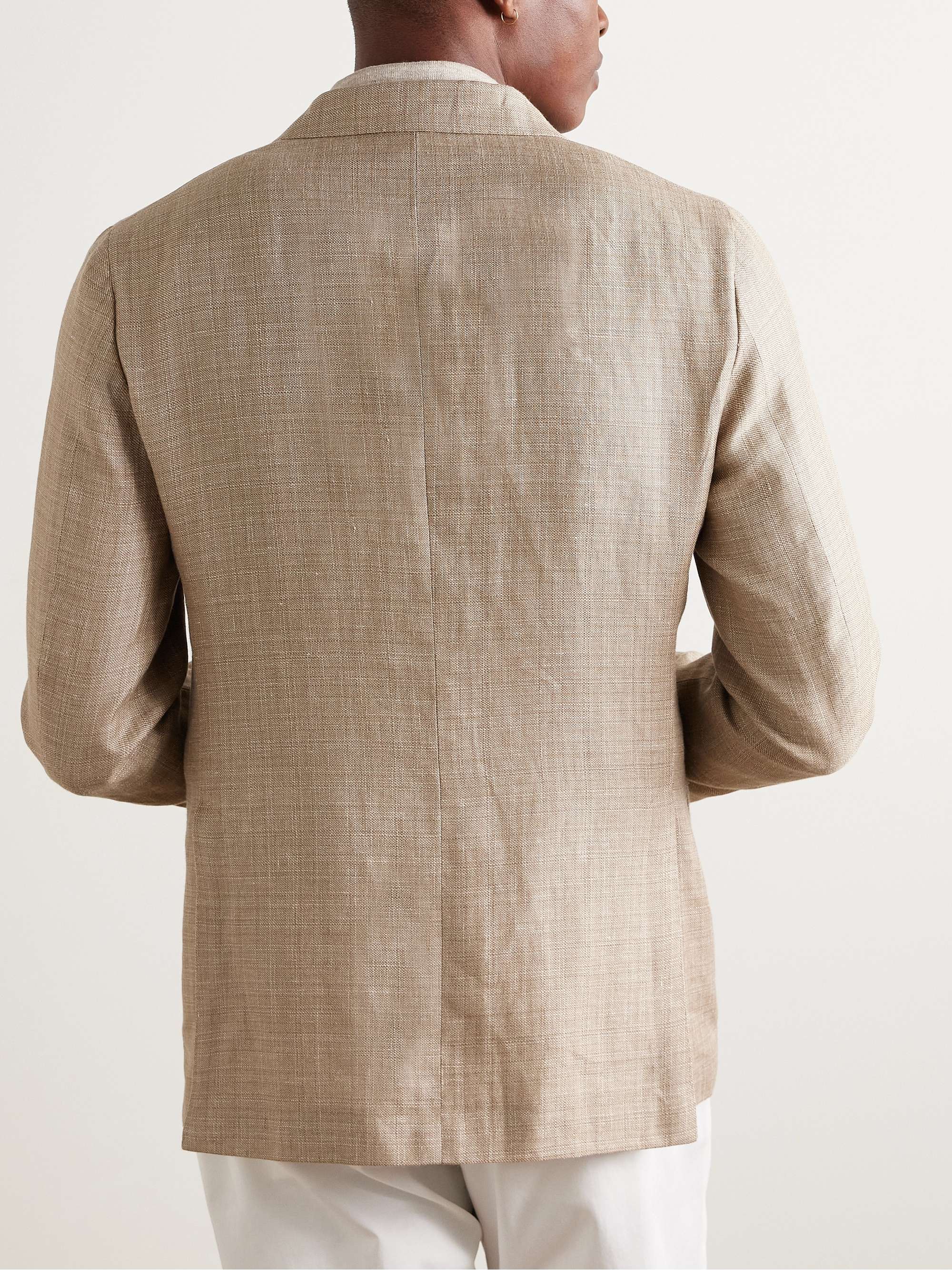 Slim-Fit Double-Breasted Linen and Wool-Blend Blazer view