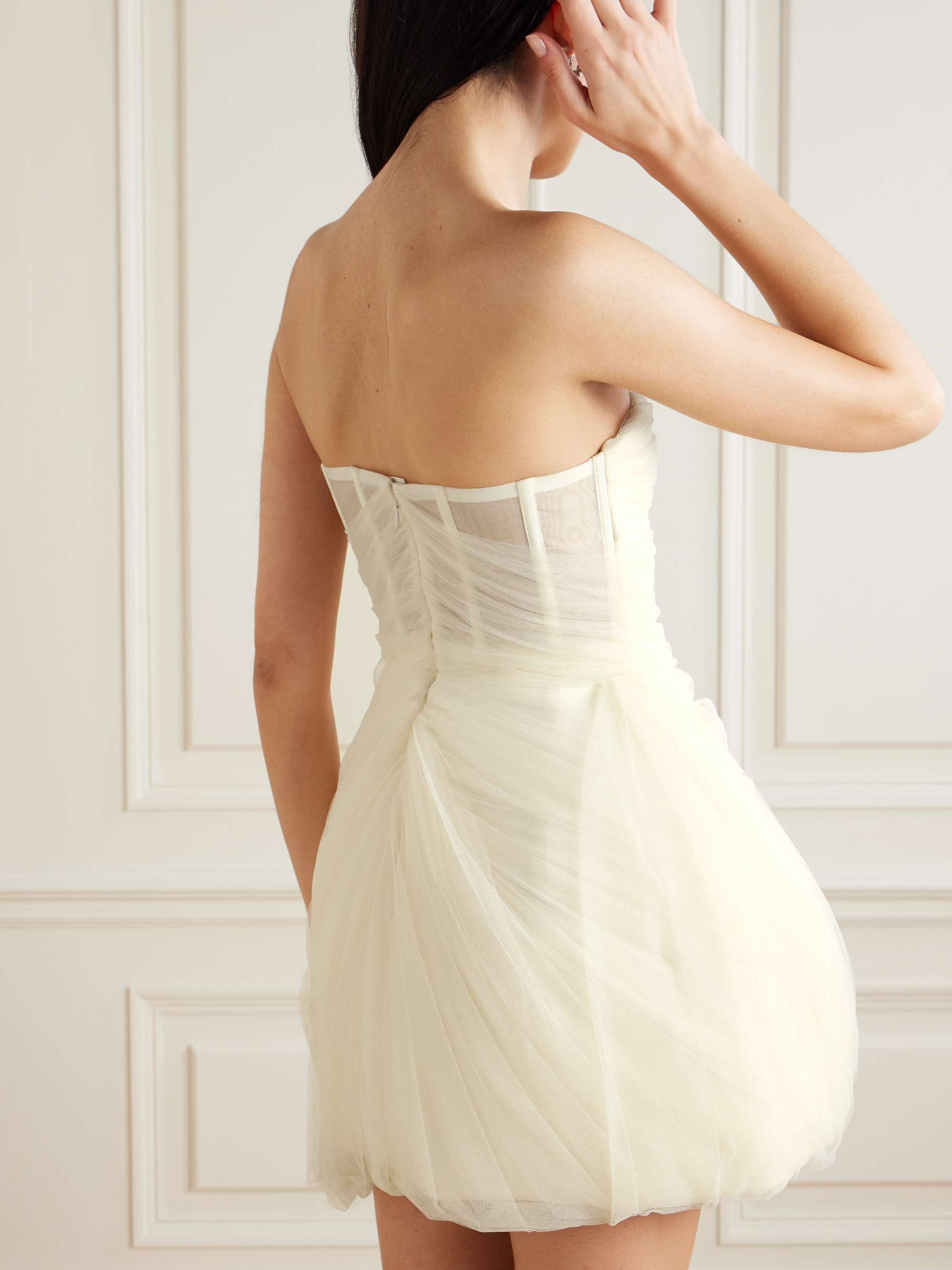 Bernie strapless draped tulle and satin mini dress view