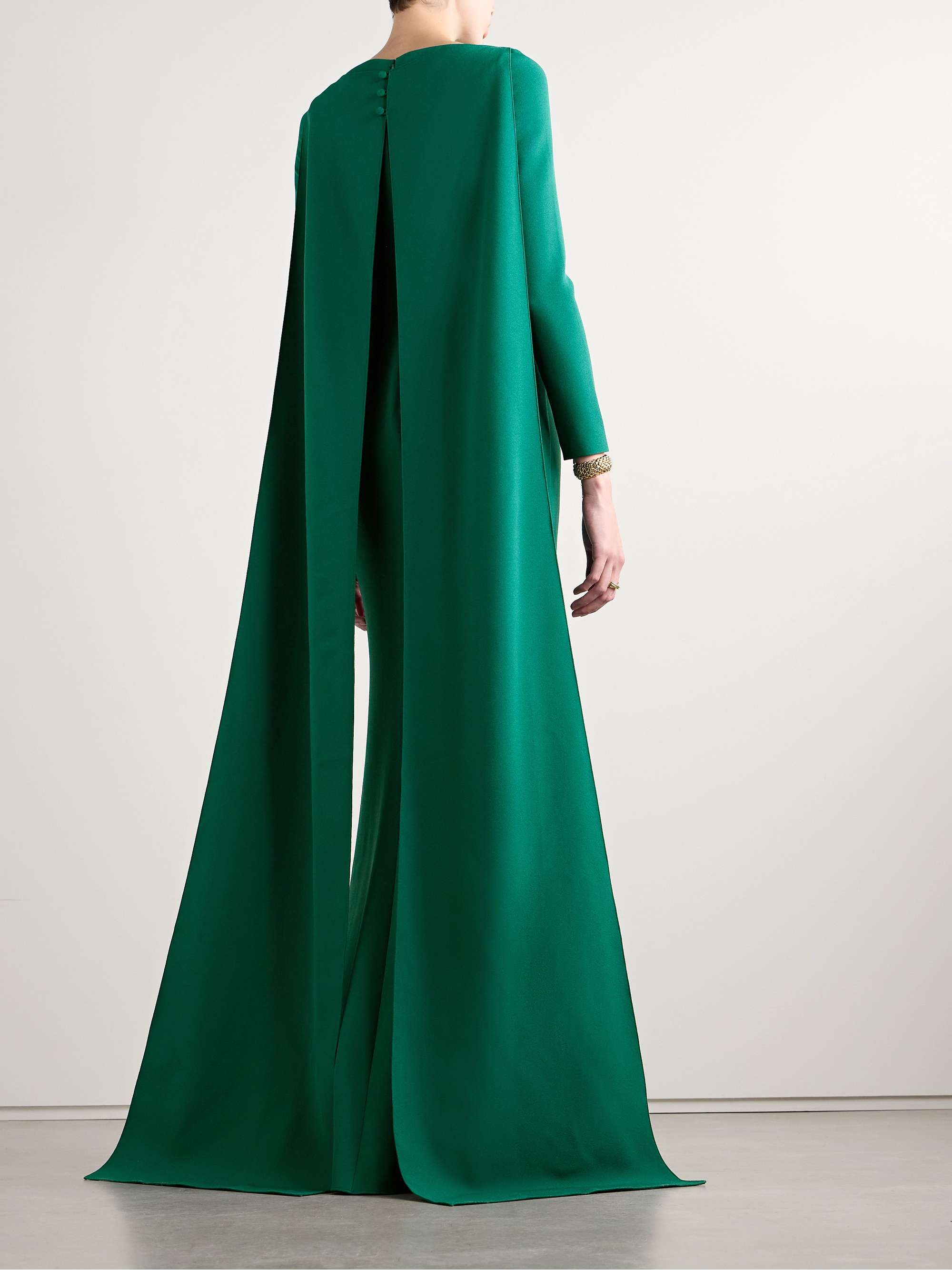 Ginevra cape-effect embellished crepe gown view