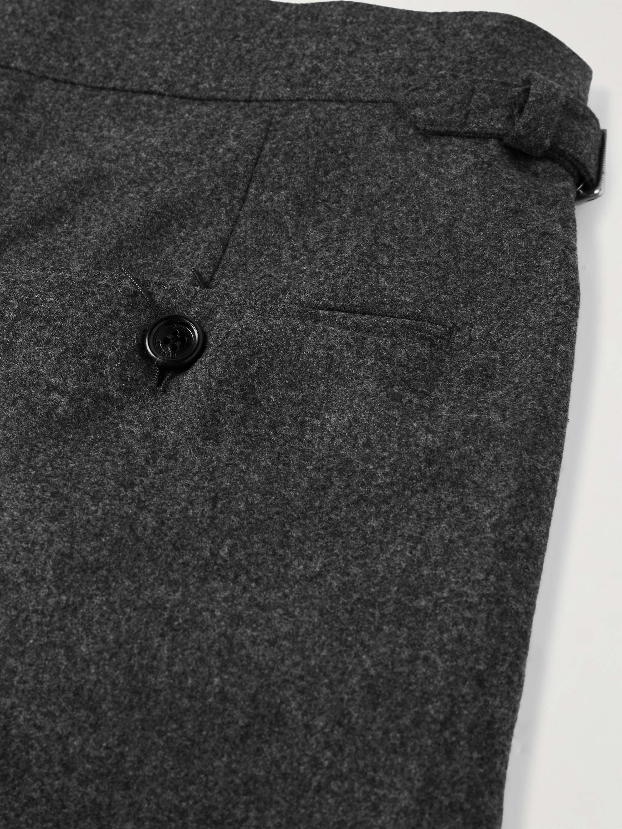 Pleated Wool and Cashmere-Blend Flannel Suit Trousers view