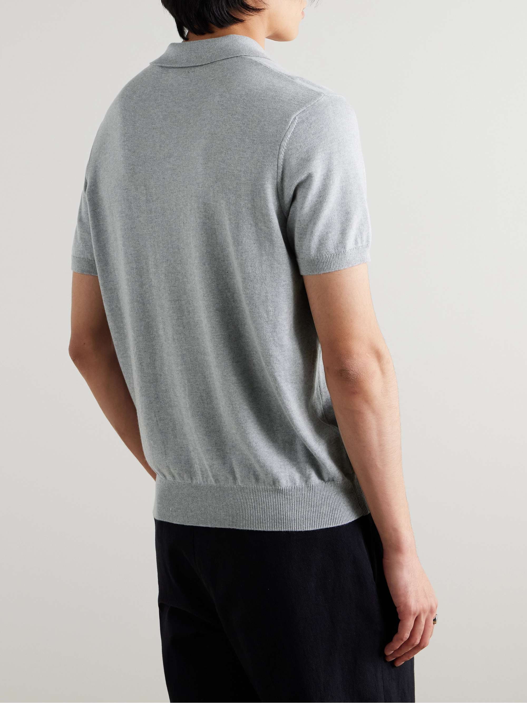 Gregory Slim-Fit Logo-Embroidered Cotton and Cashmere-Blend Polo Shirt view