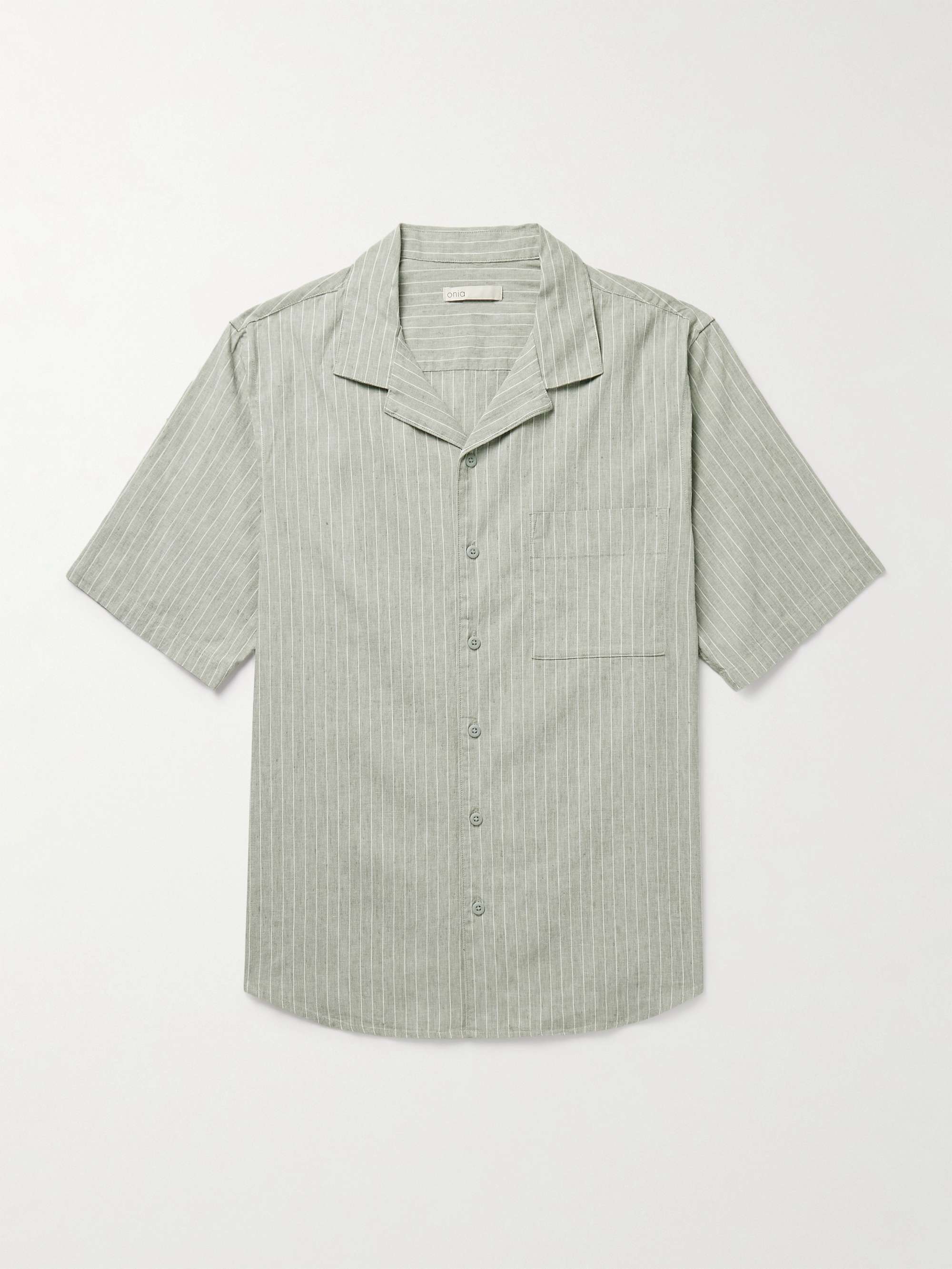 Vacation Camp-Collar Striped Linen-Blend Shirt view