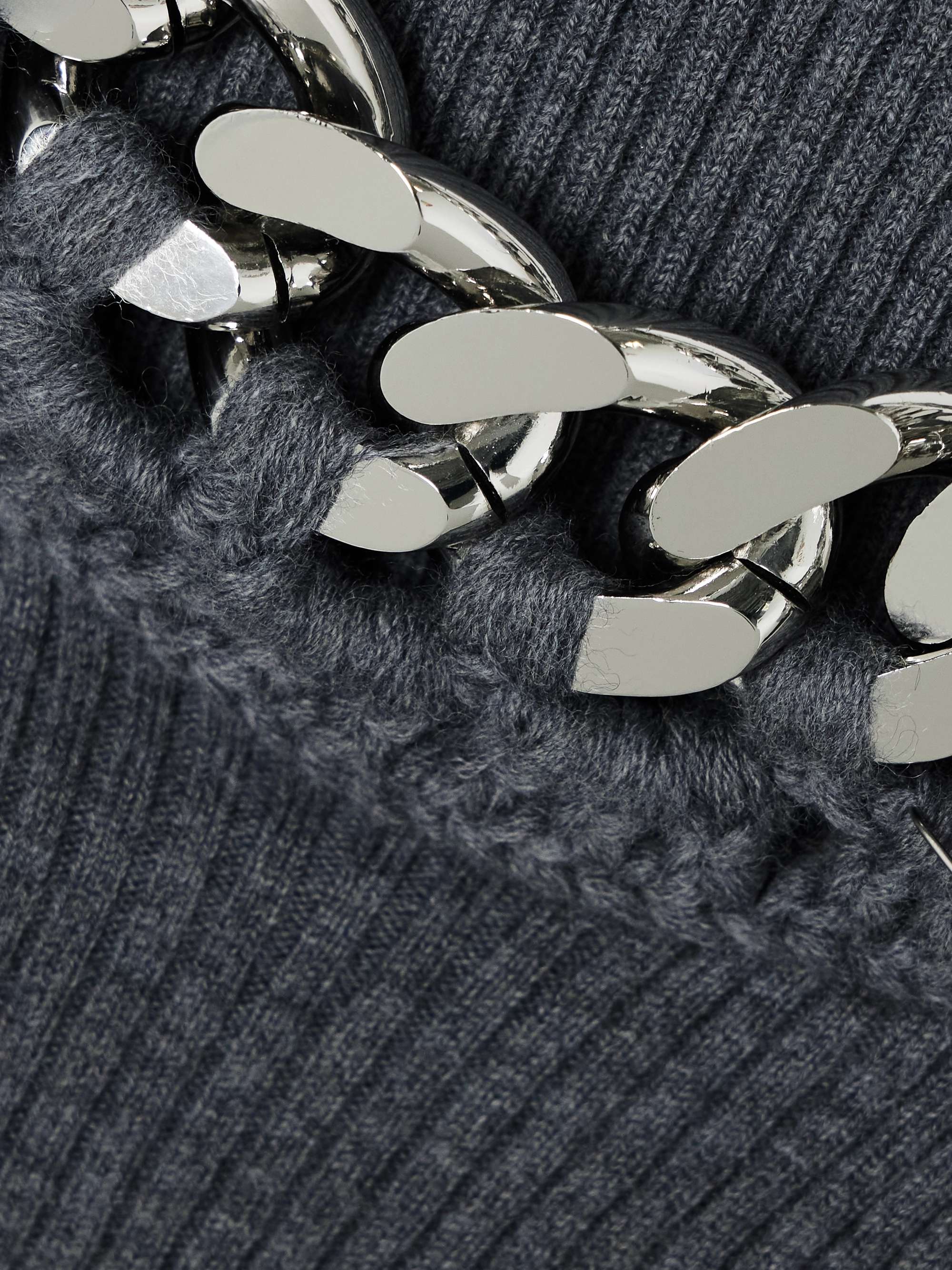 Falabella chain-embellished ribbed wool-blend tank view