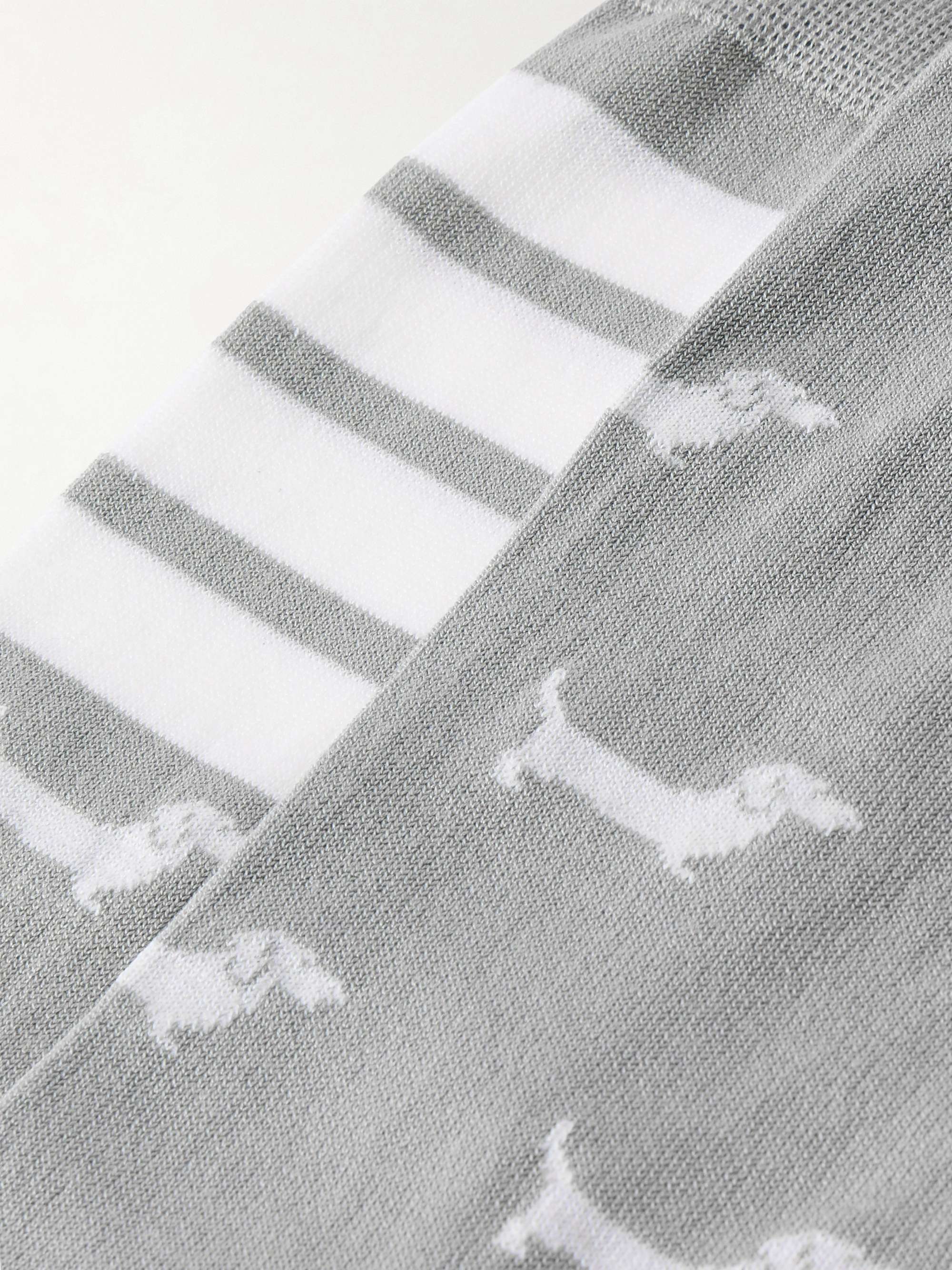 Hector grosgrain-trimmed jacquard-knit cotton-blend socks view