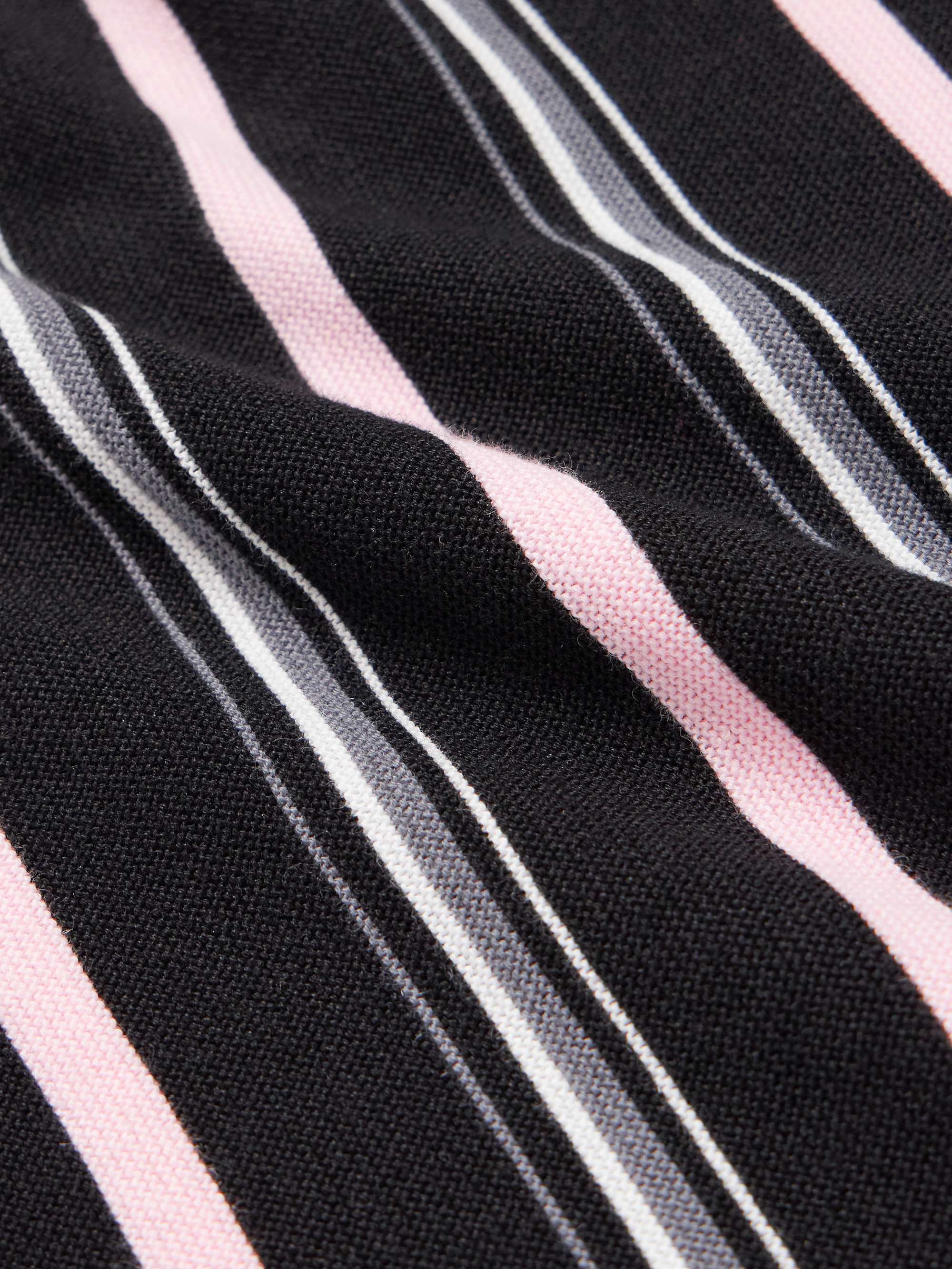 Striped Ramie-Blend Zip-Up Shirt view