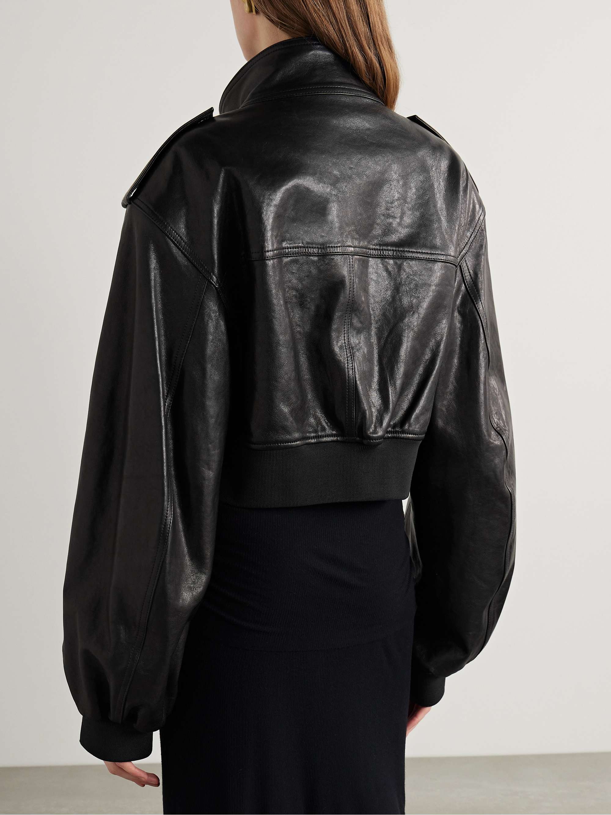 Kember cropped leather bomber jacket view