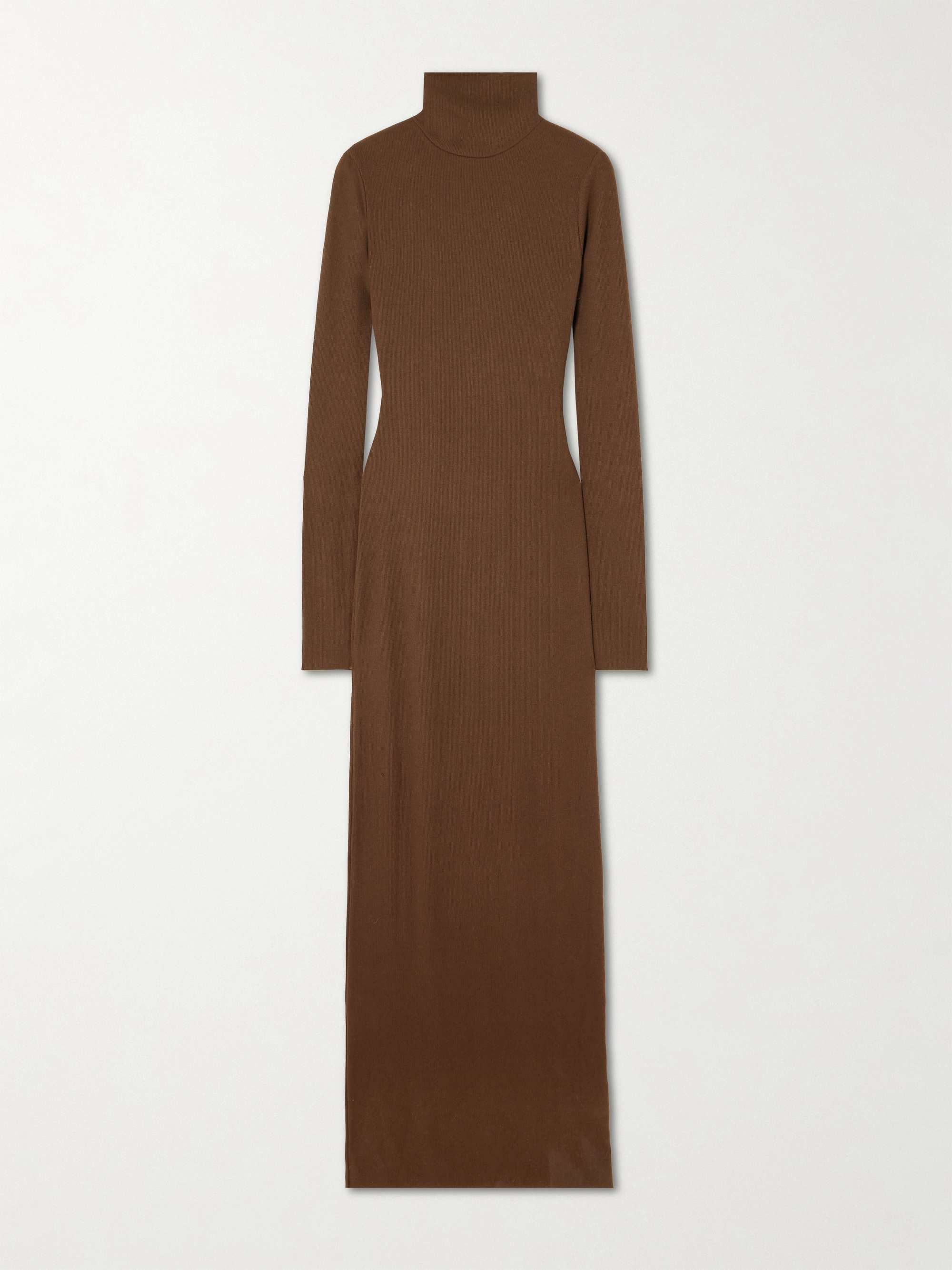 Ribbed stretch-cotton and modal-blend turtleneck maxi dress view