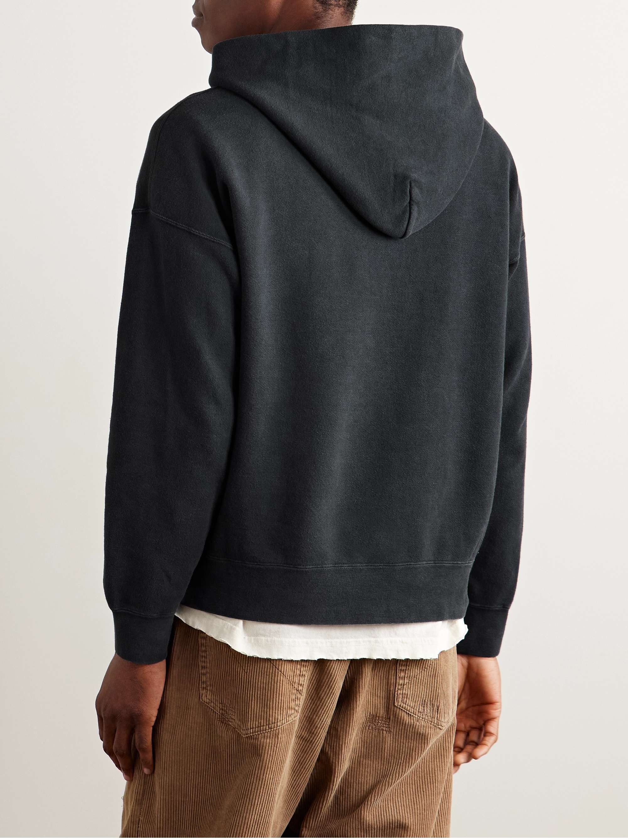 Jumbo Garment-Dyed Cotton-Blend Jersey Hoodie view