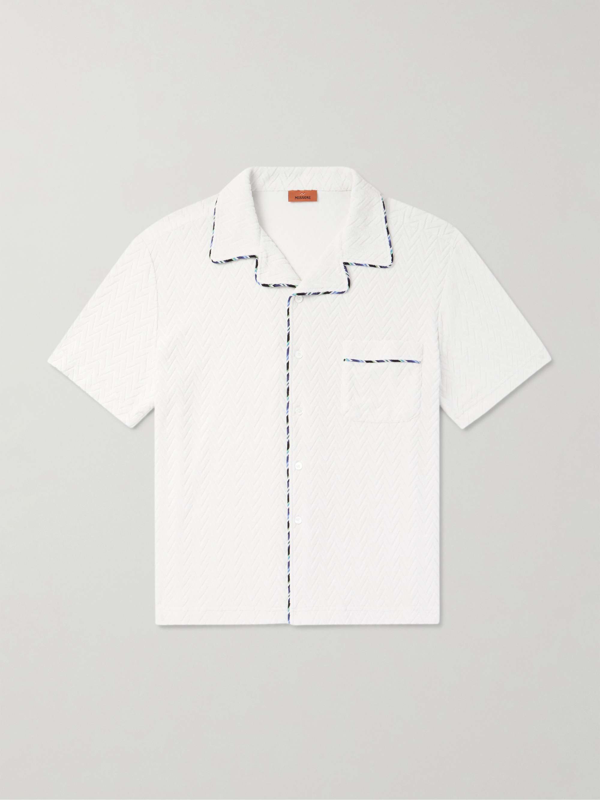 Camp-Collar Cotton-Terry Jacquard Shirt view