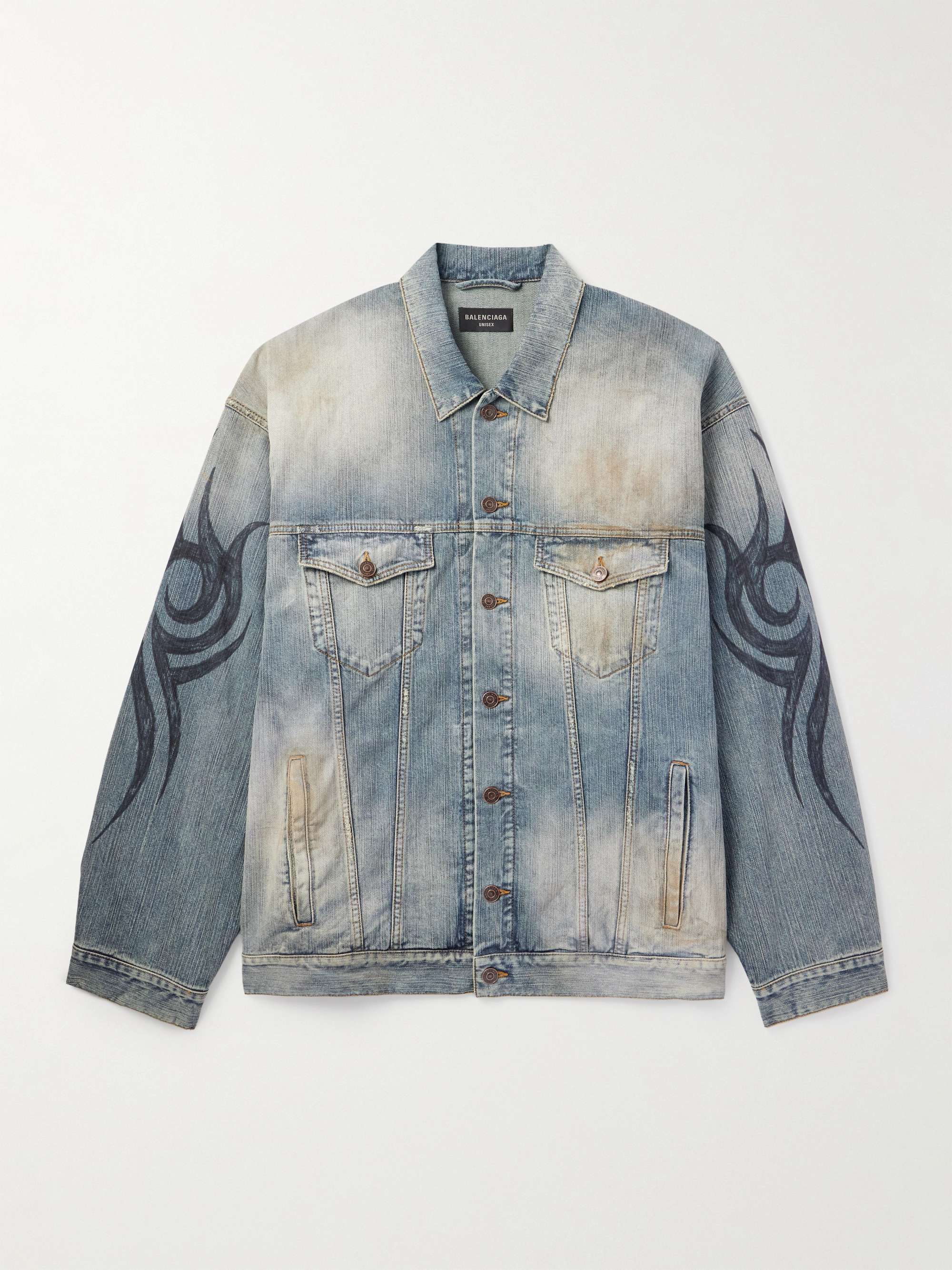 Oversized Distressed Printed Denim Jacket view