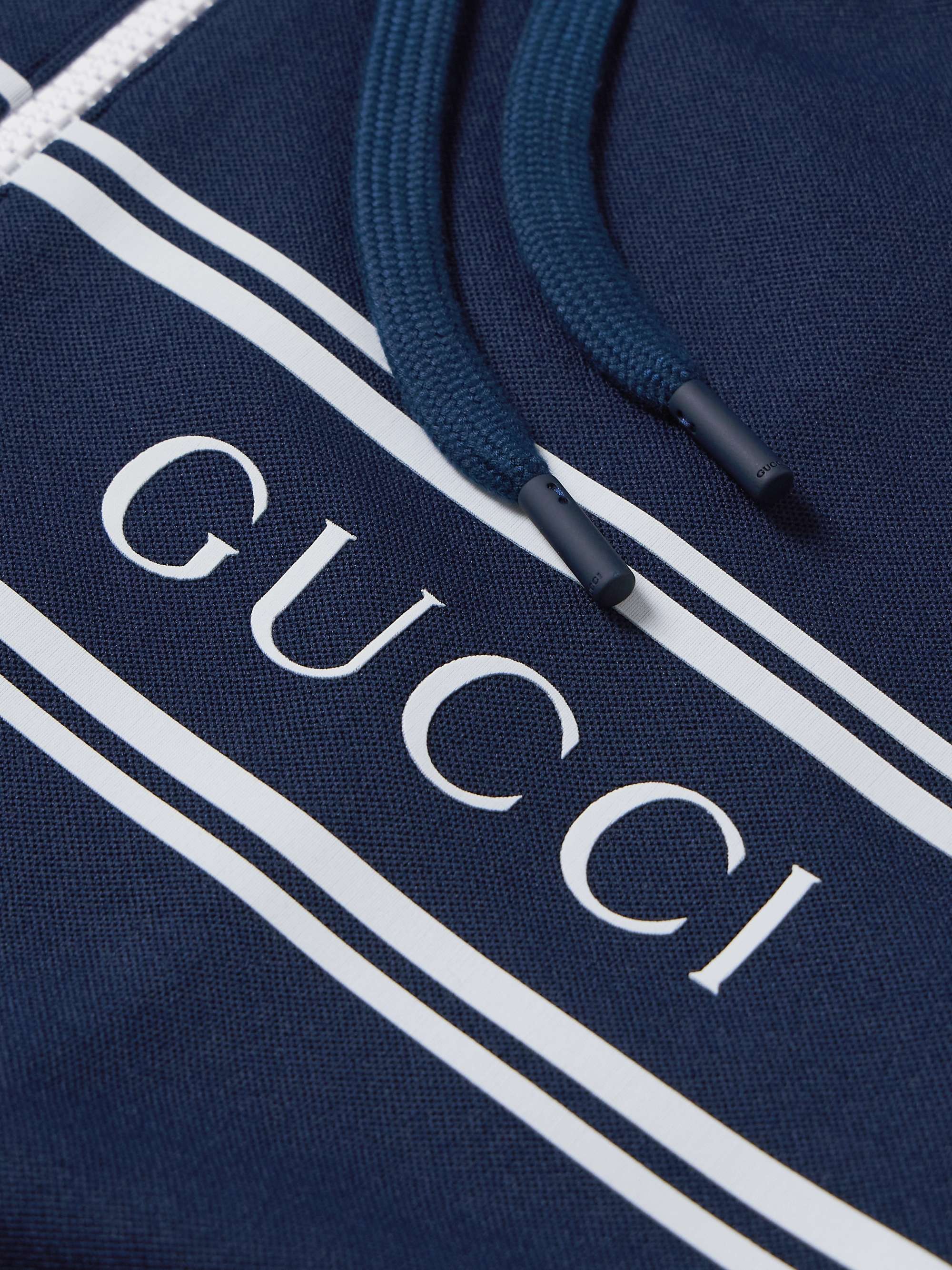 Logo-Print Striped Tech-Piqué Zip-Up Hoodie view