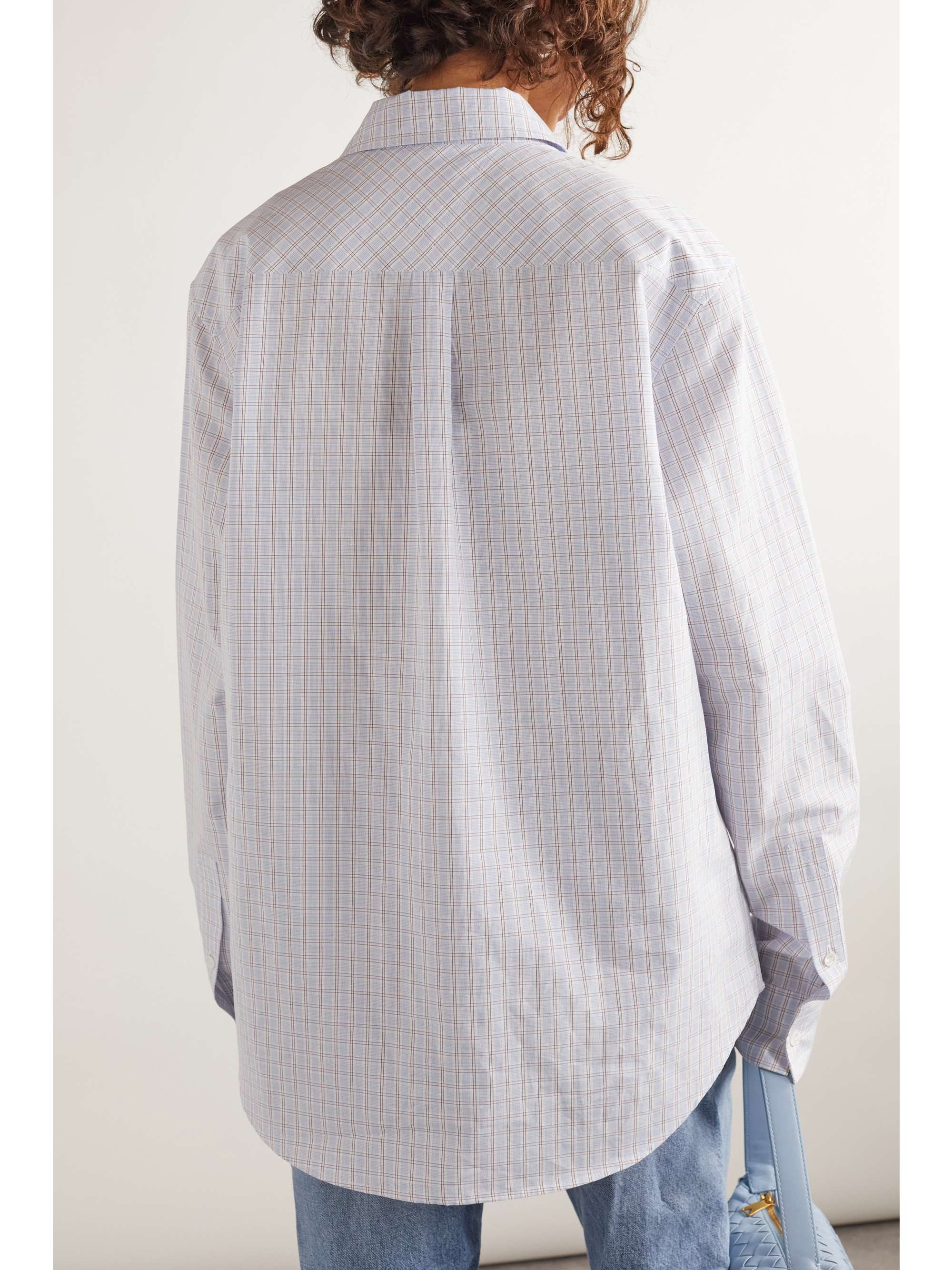 Checked cotton and linen-blend shirt view