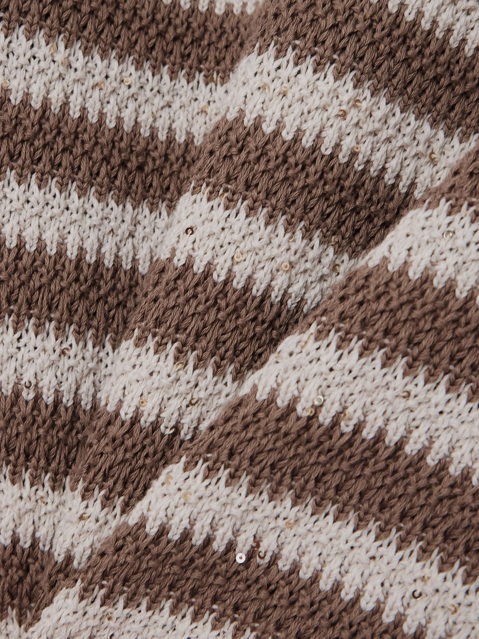 Sequin-embellished striped cotton-blend sweater view