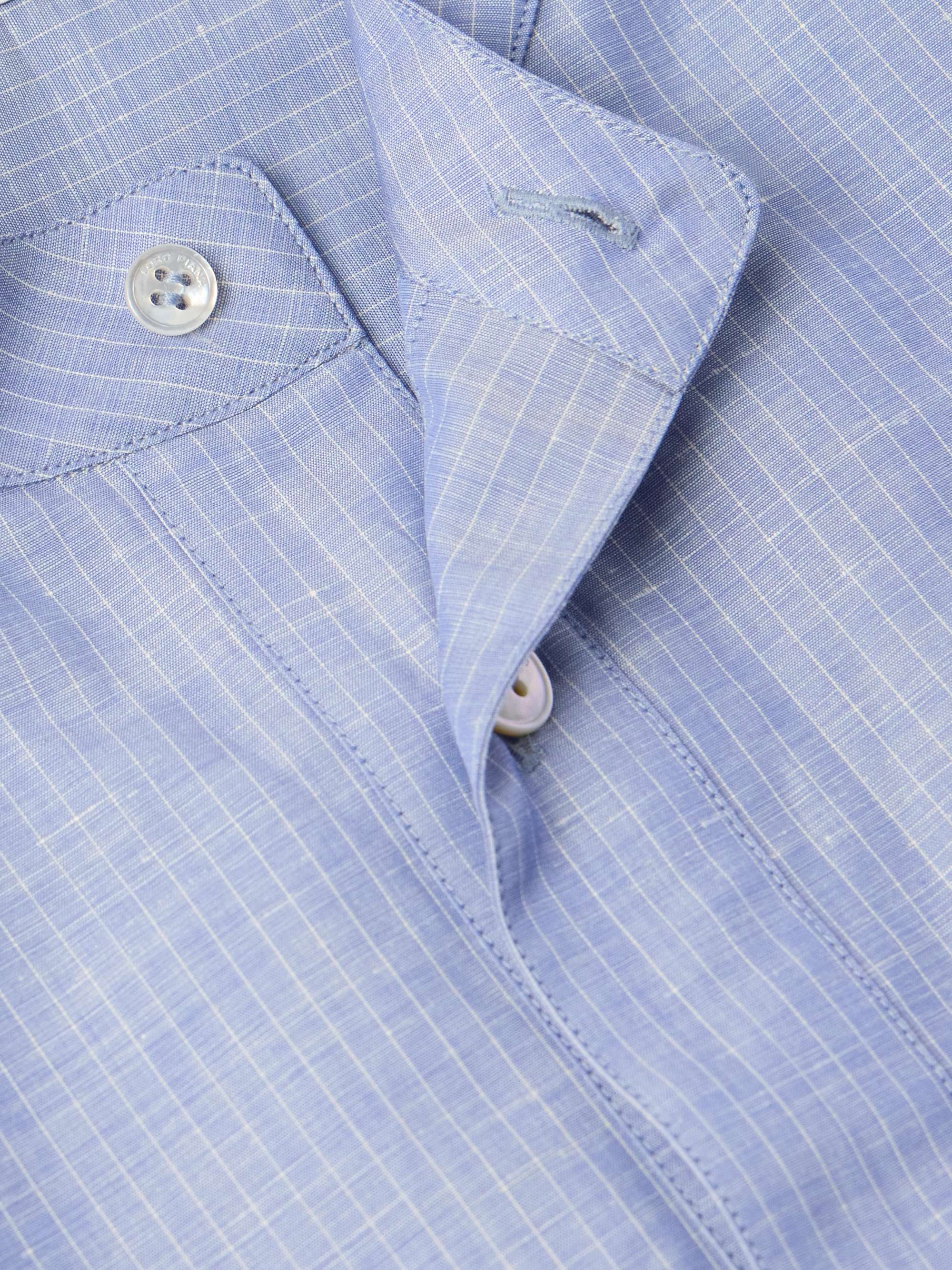 Suwako Grandad-Collar Striped Linen and Cotton-Blend Shirt view