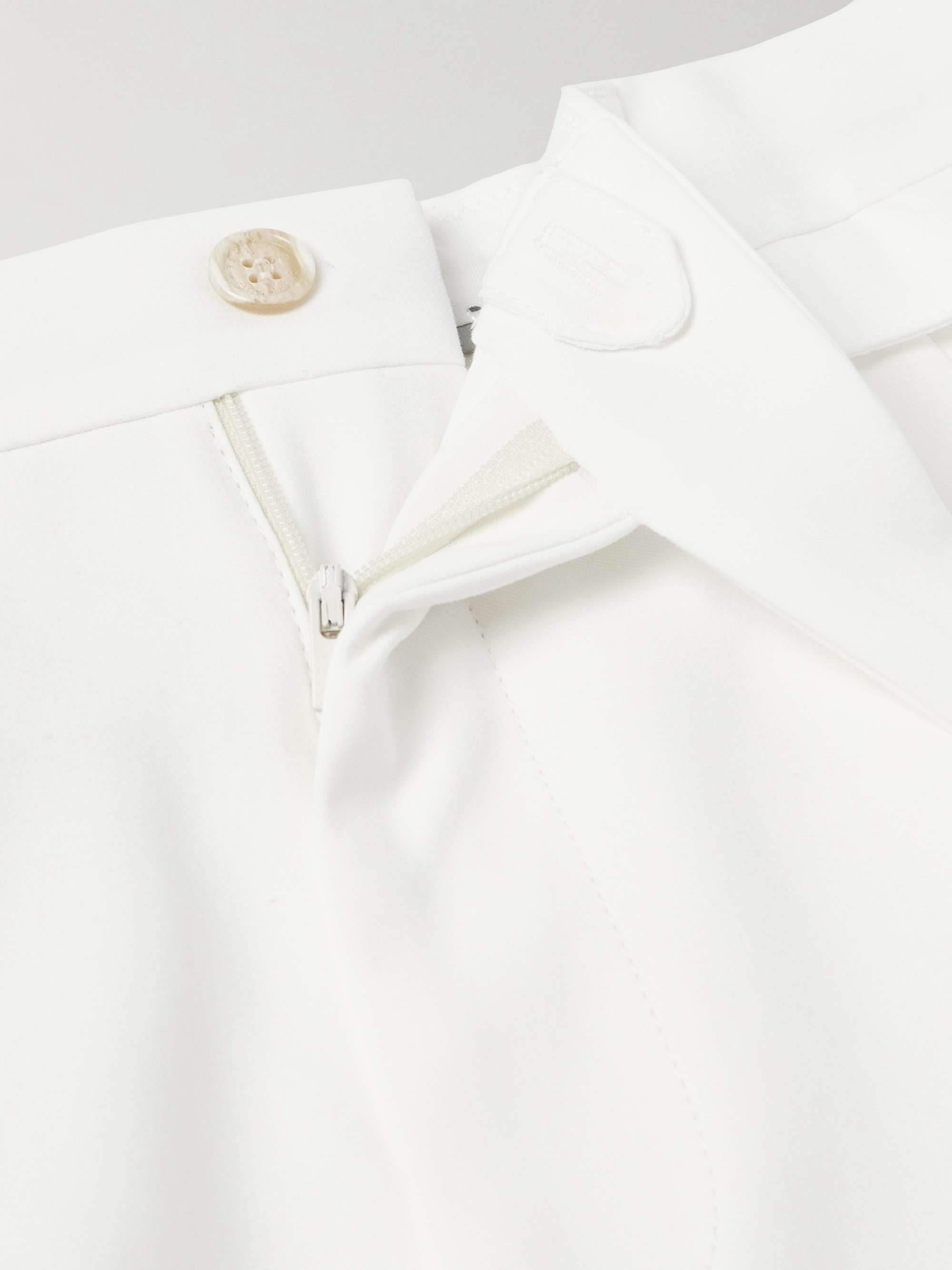 Straight-Leg Pleated Cotton-Crepe Trousers view