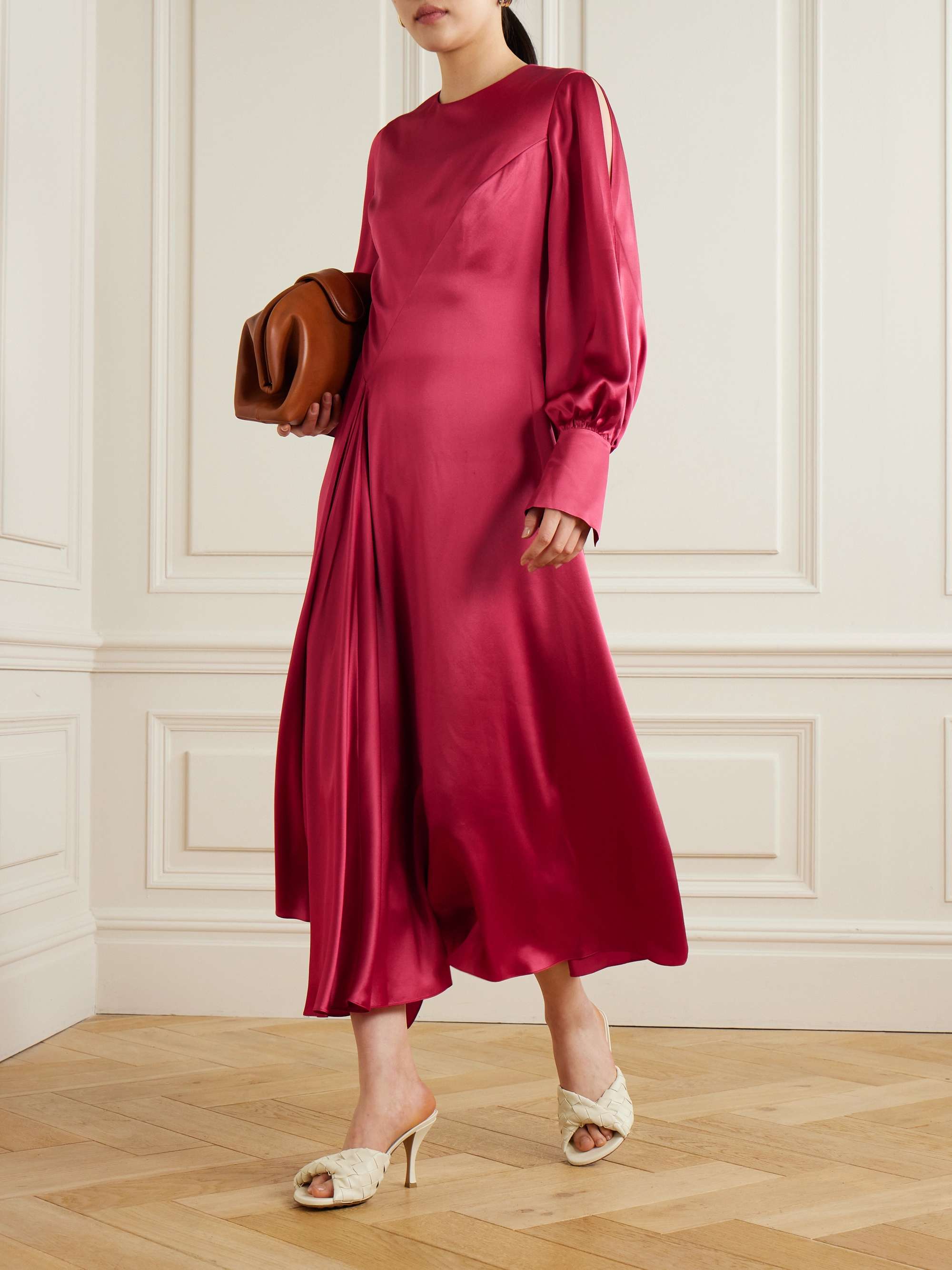 Hayat pleated silk-satin midi dress view