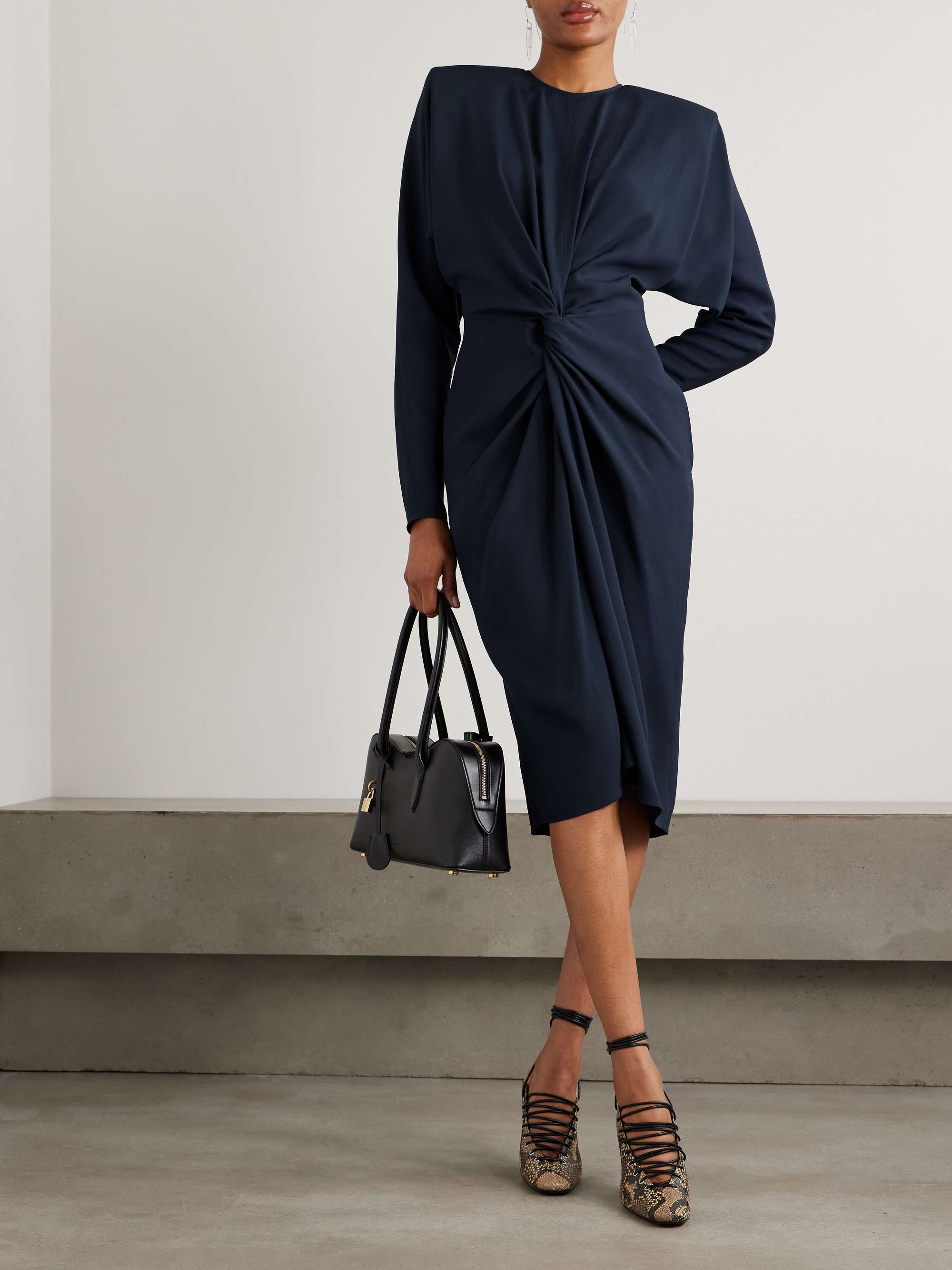 Twist-front crepe midi dress view