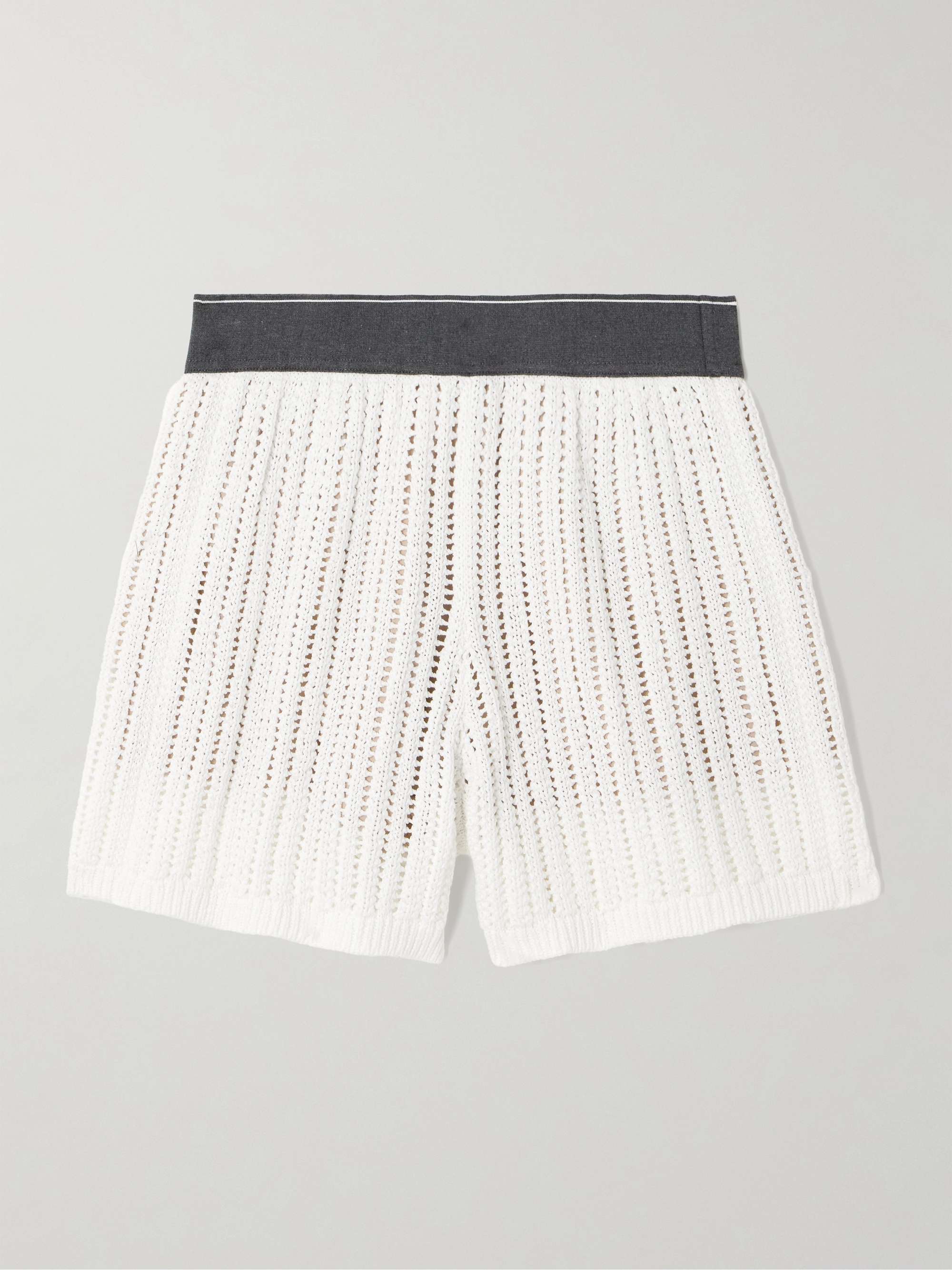 Open-knit cotton shorts view