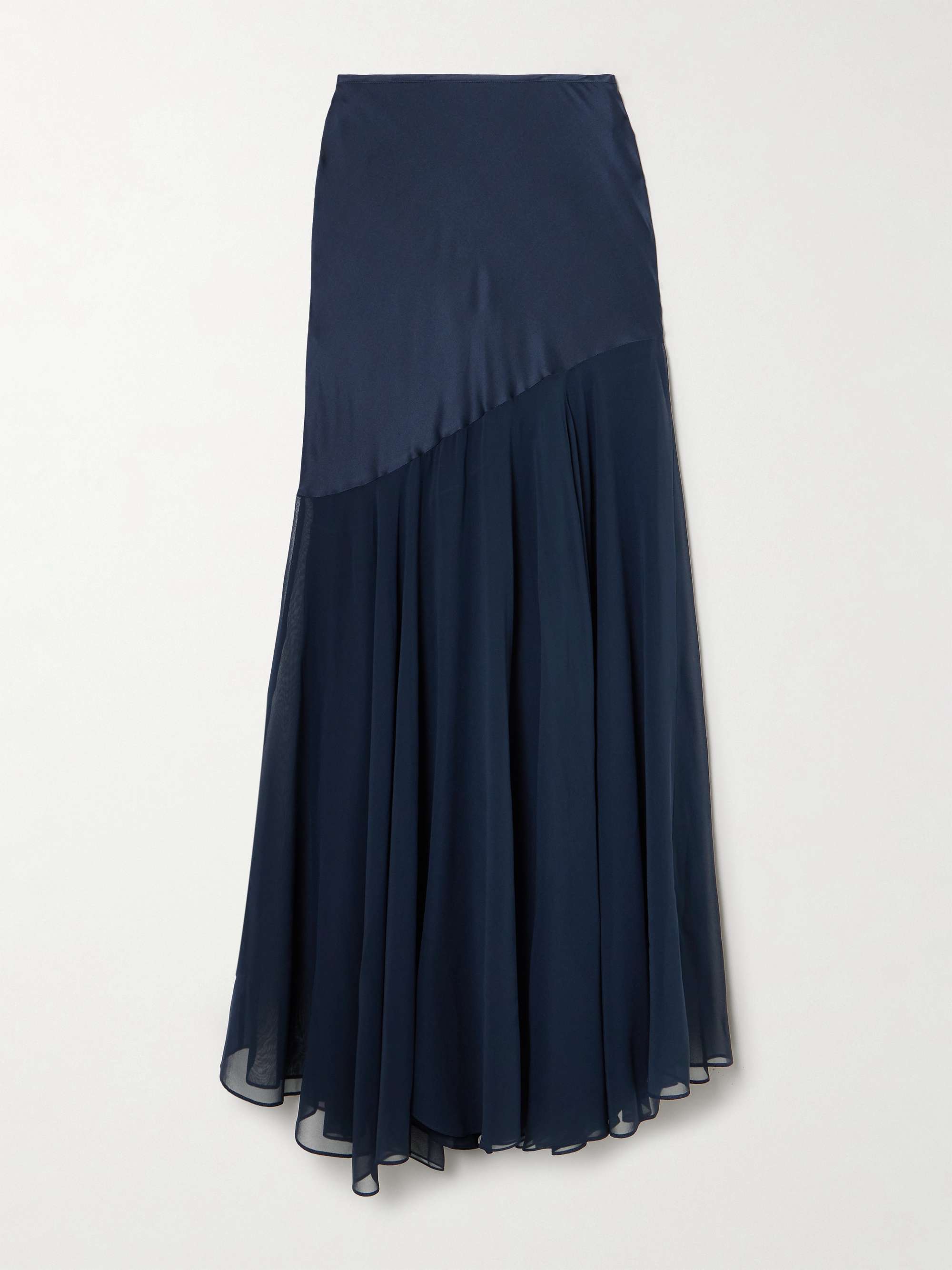 Sinead asymmetric silk-satin and georgette maxi skirt view