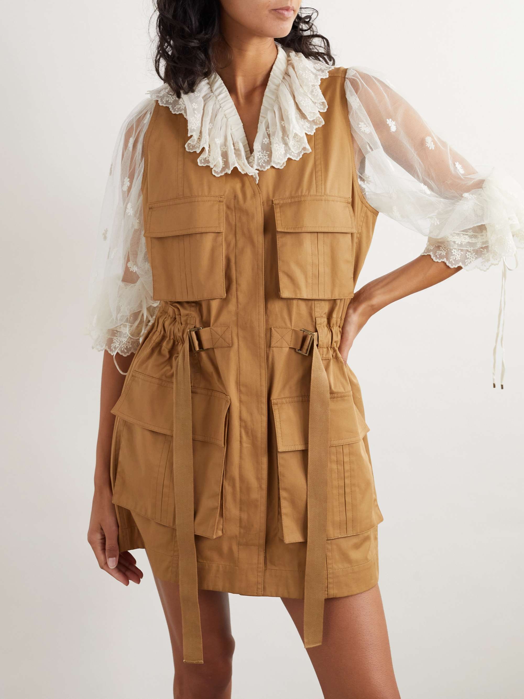 Buckled cotton-twill vest view