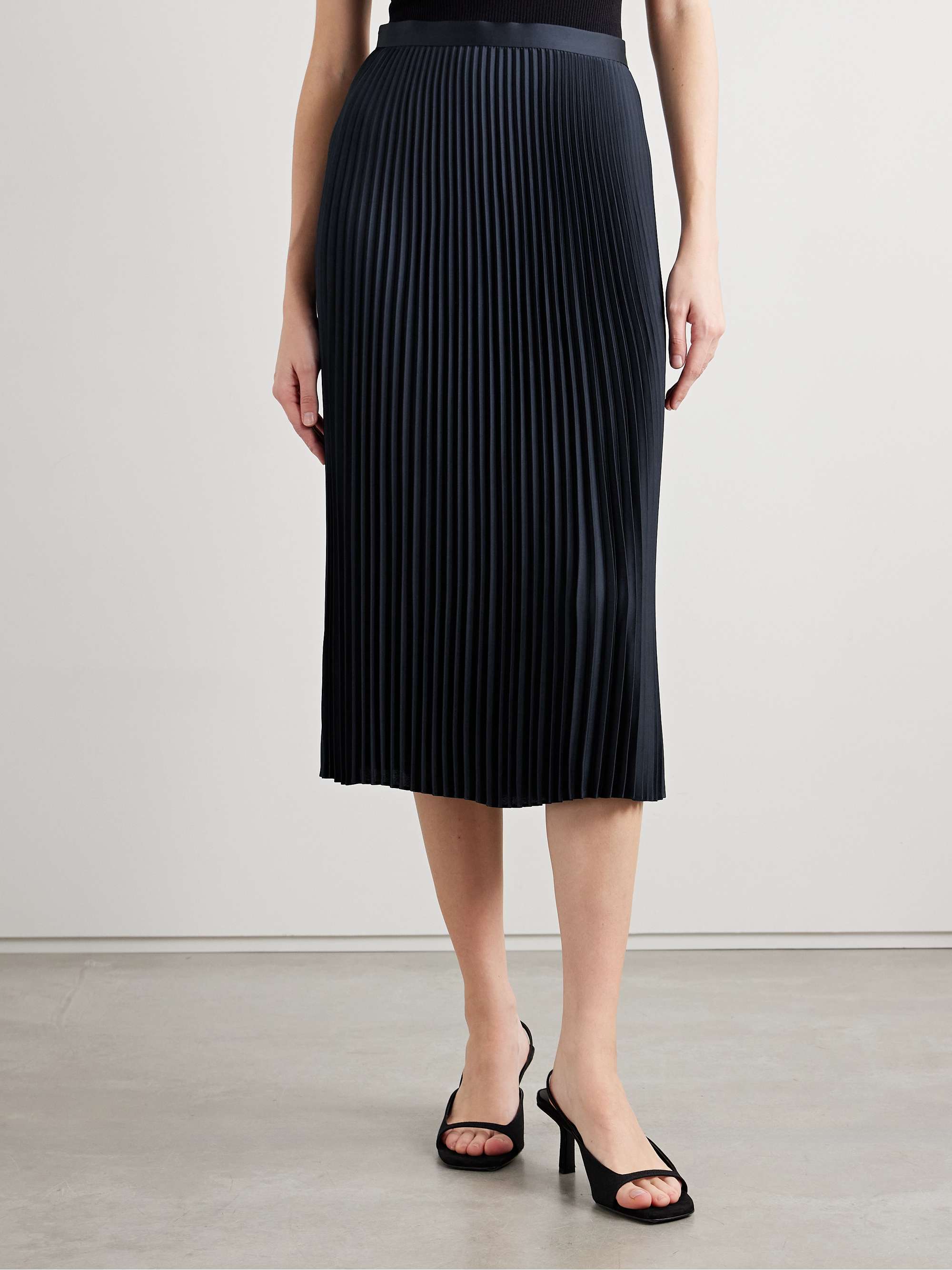 Plissé-satin midi skirt view